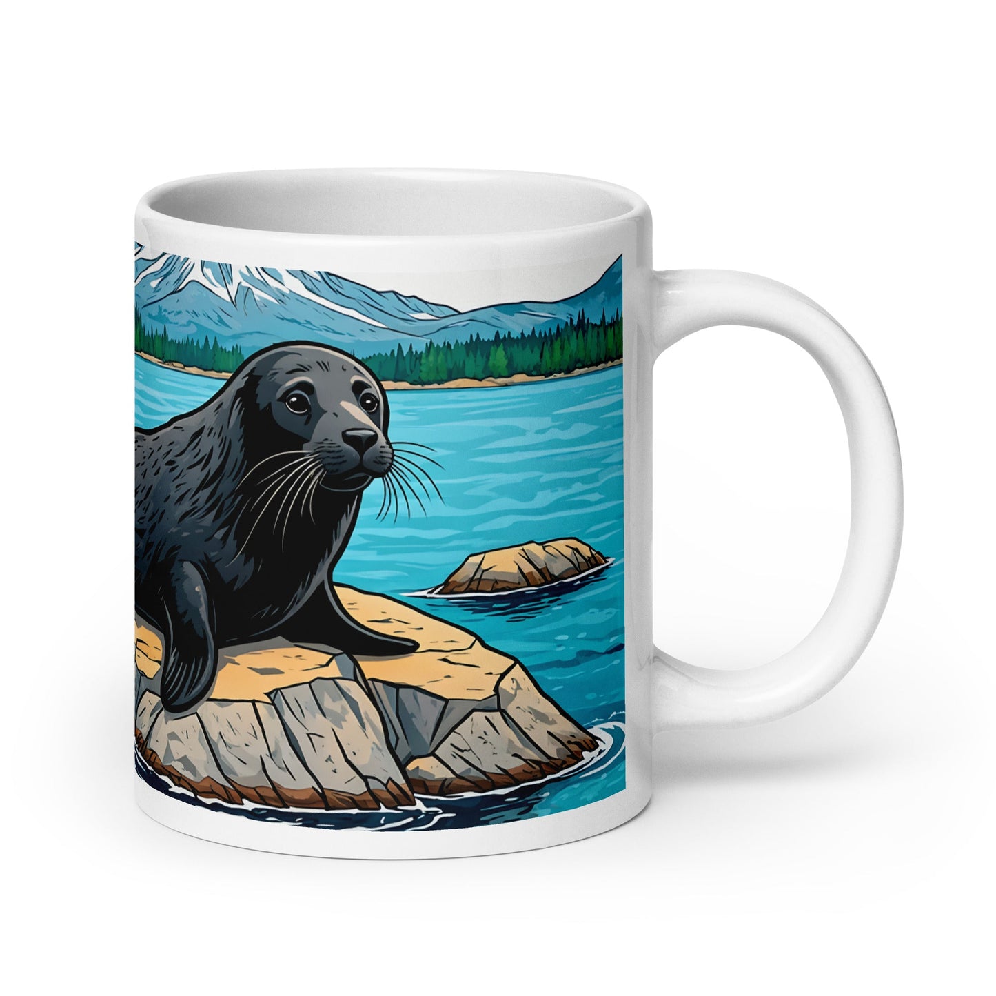 Seal On Rock White Glossy Mug - Mugs - Discovery Co.