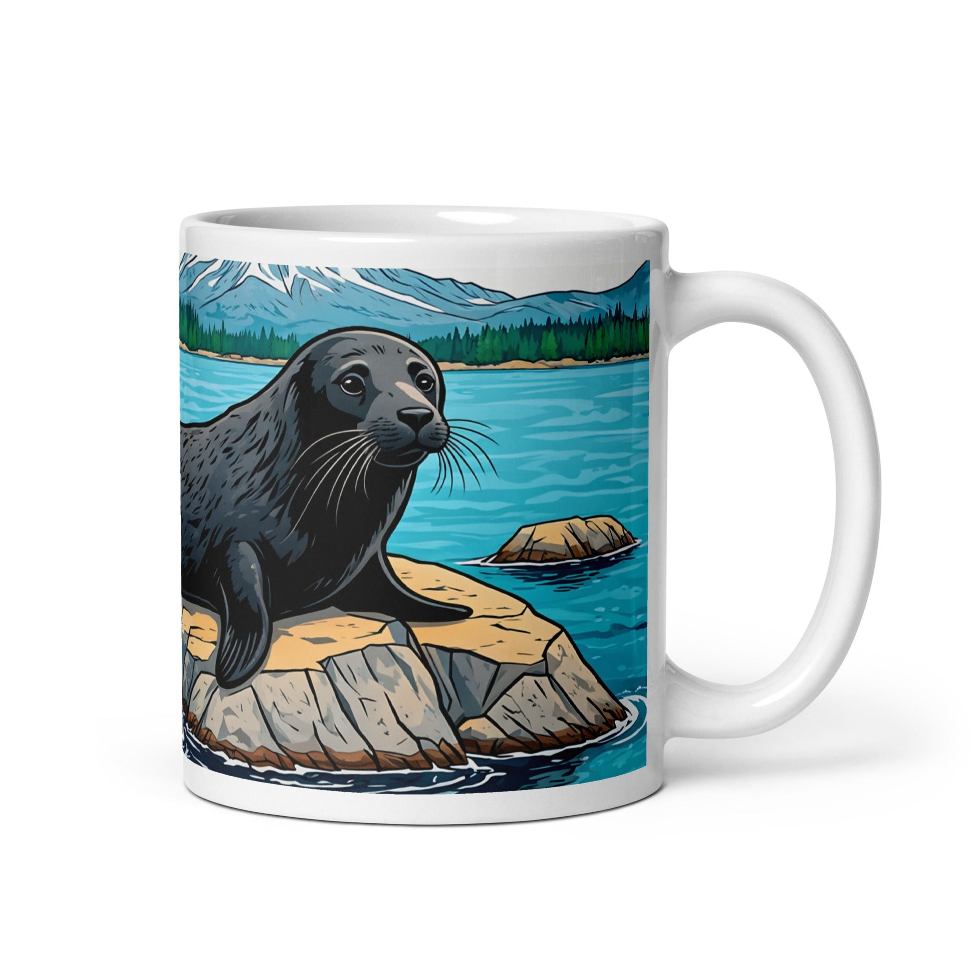 Seal On Rock White Glossy Mug - Mugs - Discovery Co.