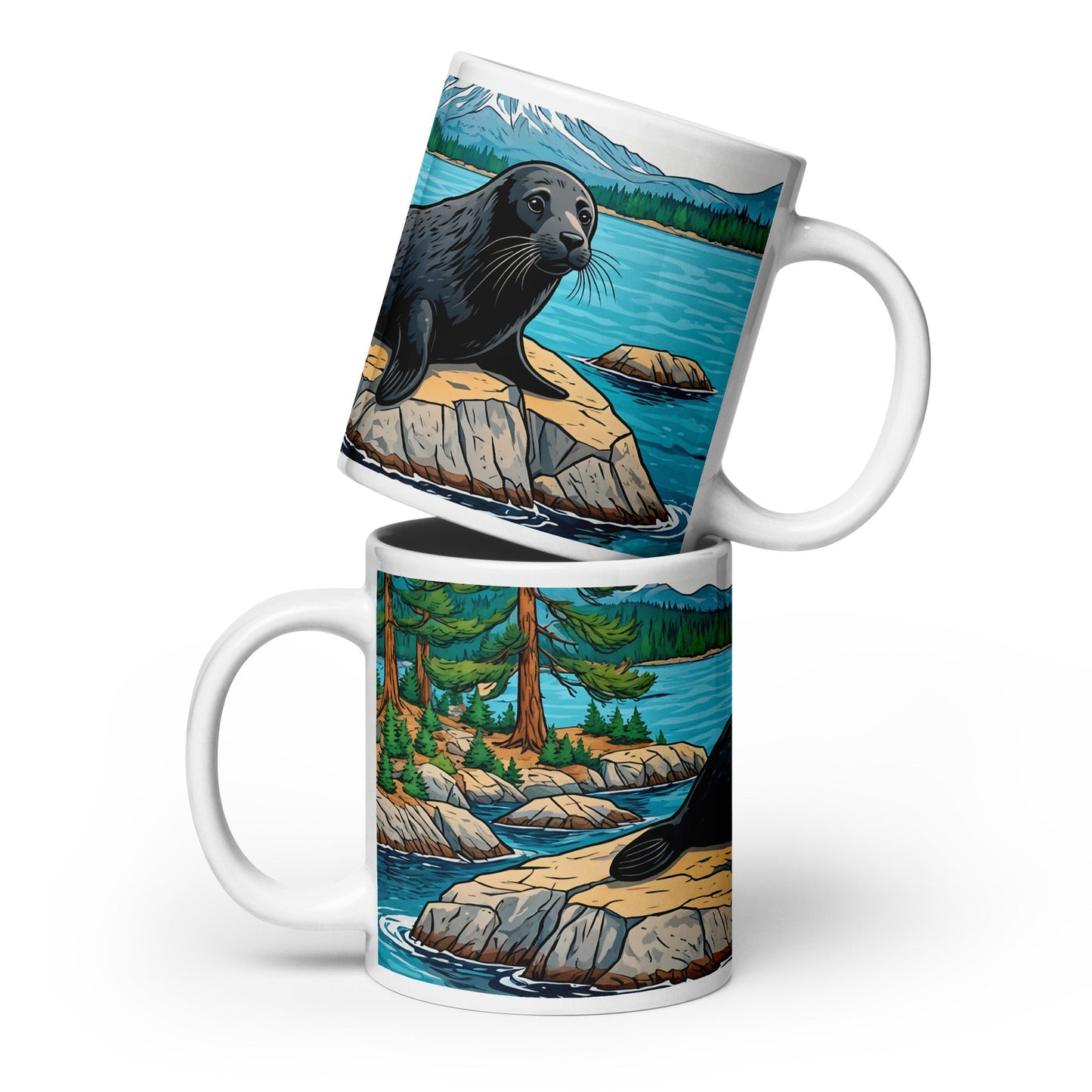 Seal On Rock White Glossy Mug - Mugs - Discovery Co.