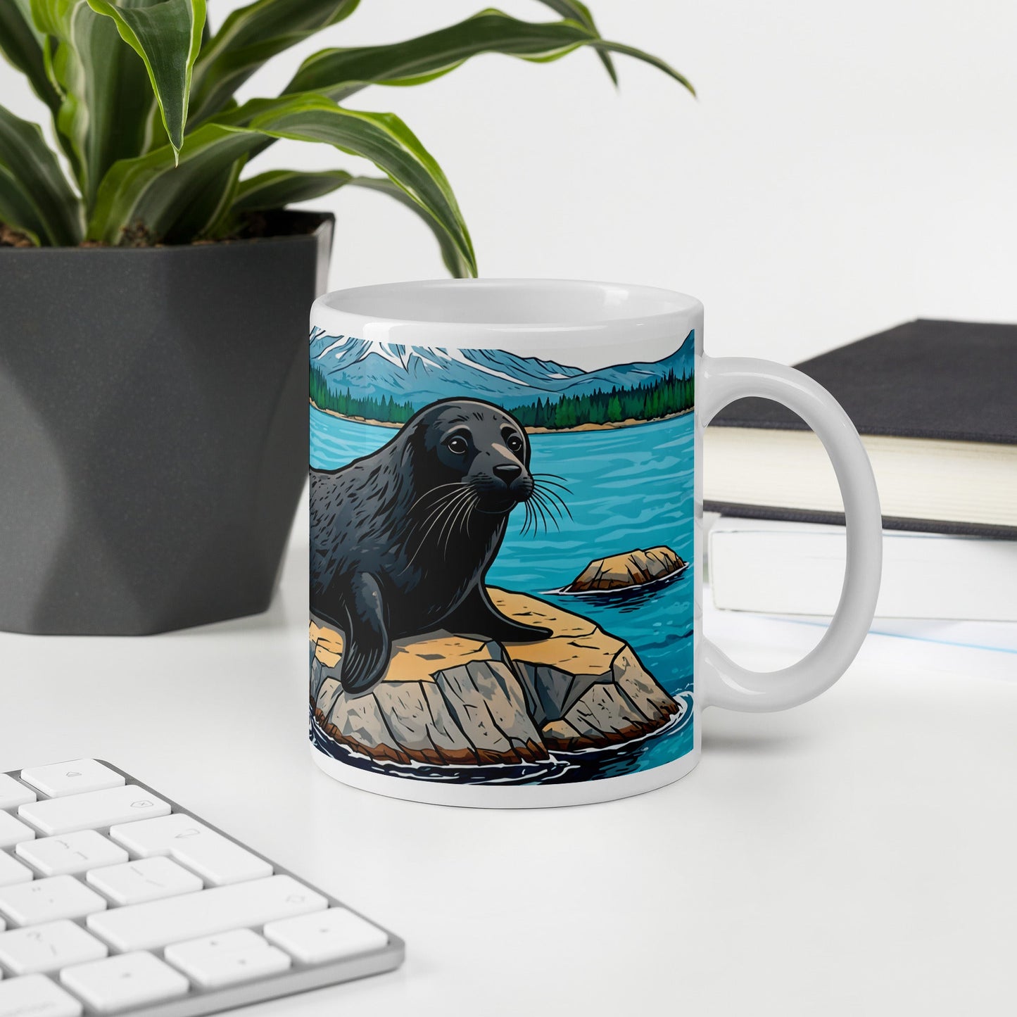 Seal On Rock White Glossy Mug - Mugs - Discovery Co.