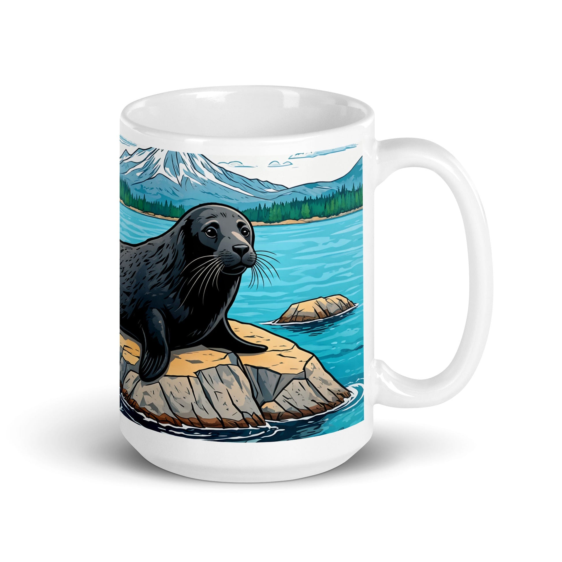 Seal On Rock White Glossy Mug - Mugs - Discovery Co.