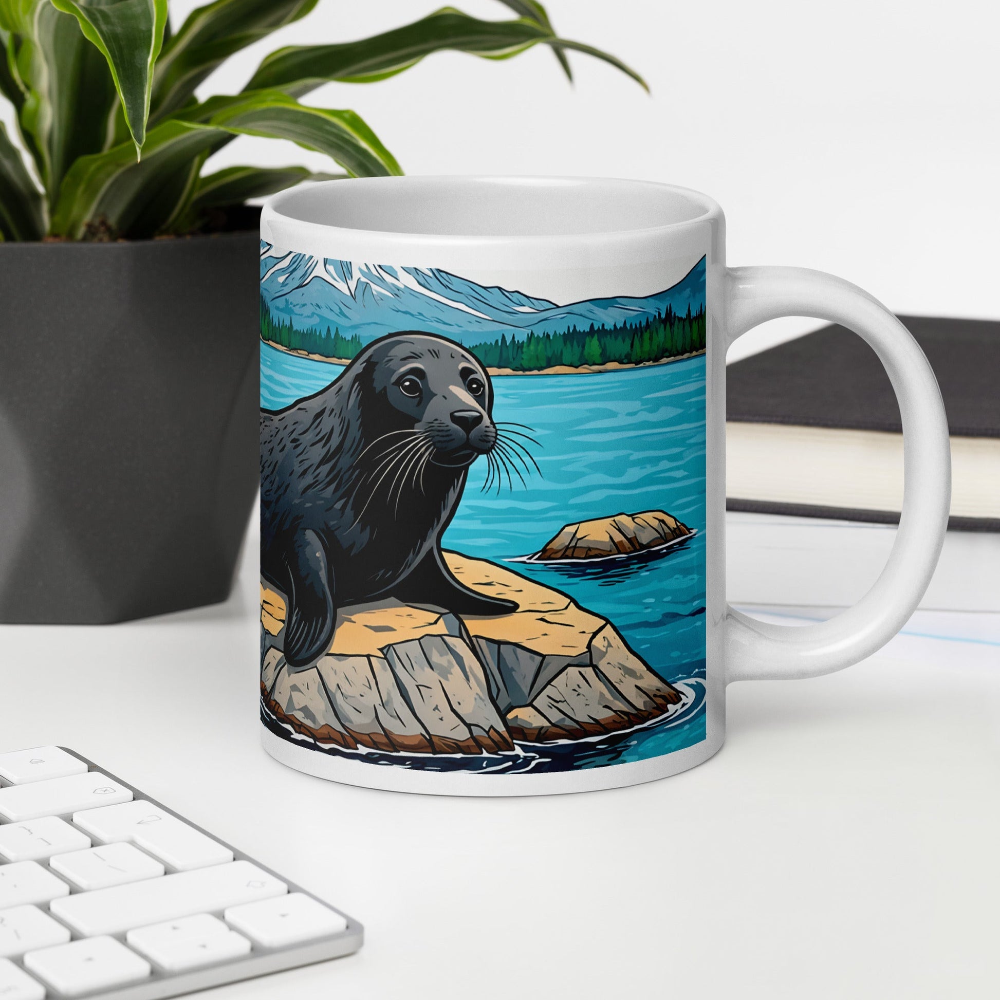 Seal On Rock White Glossy Mug - Mugs - Discovery Co.