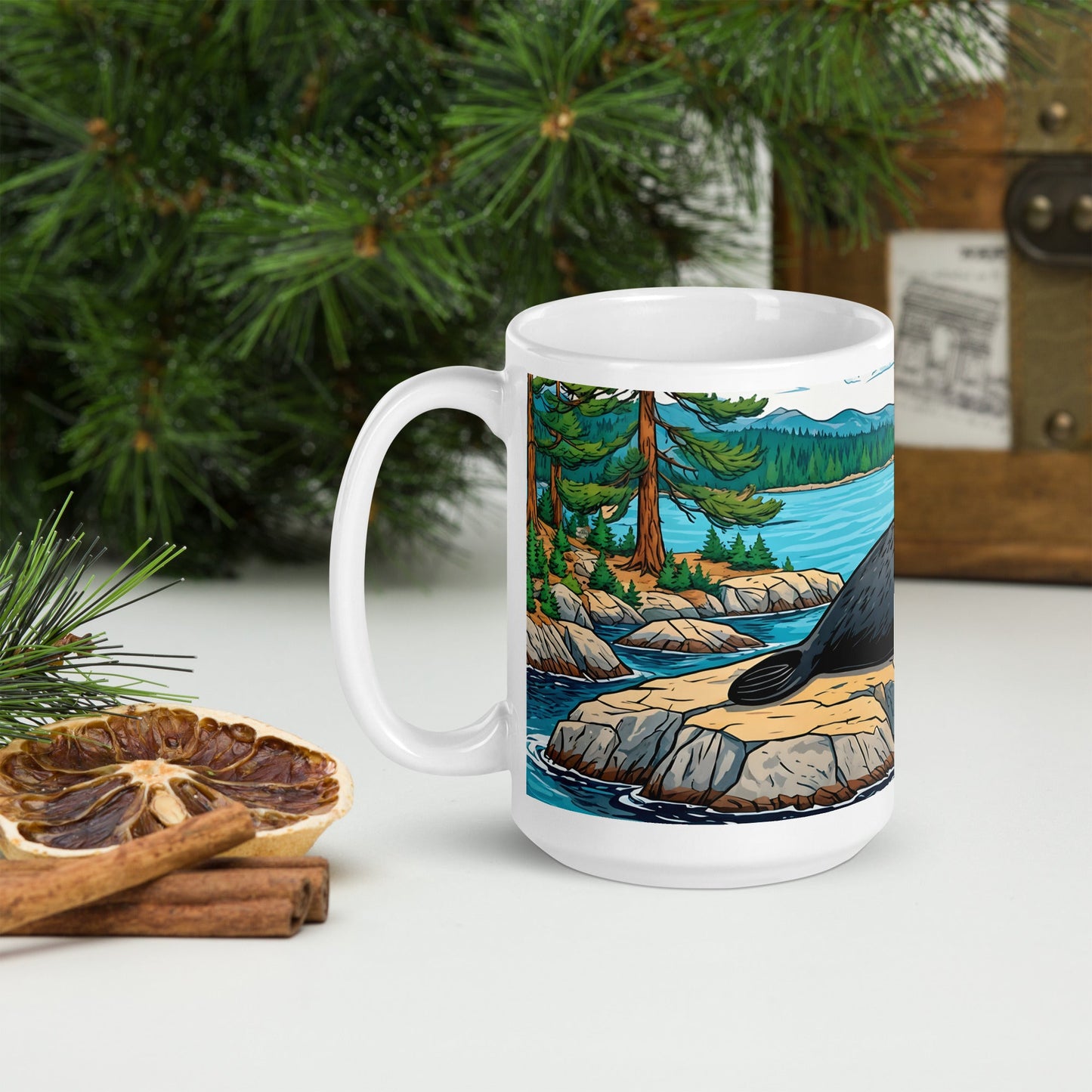 Seal On Rock White Glossy Mug - Mugs - Discovery Co.