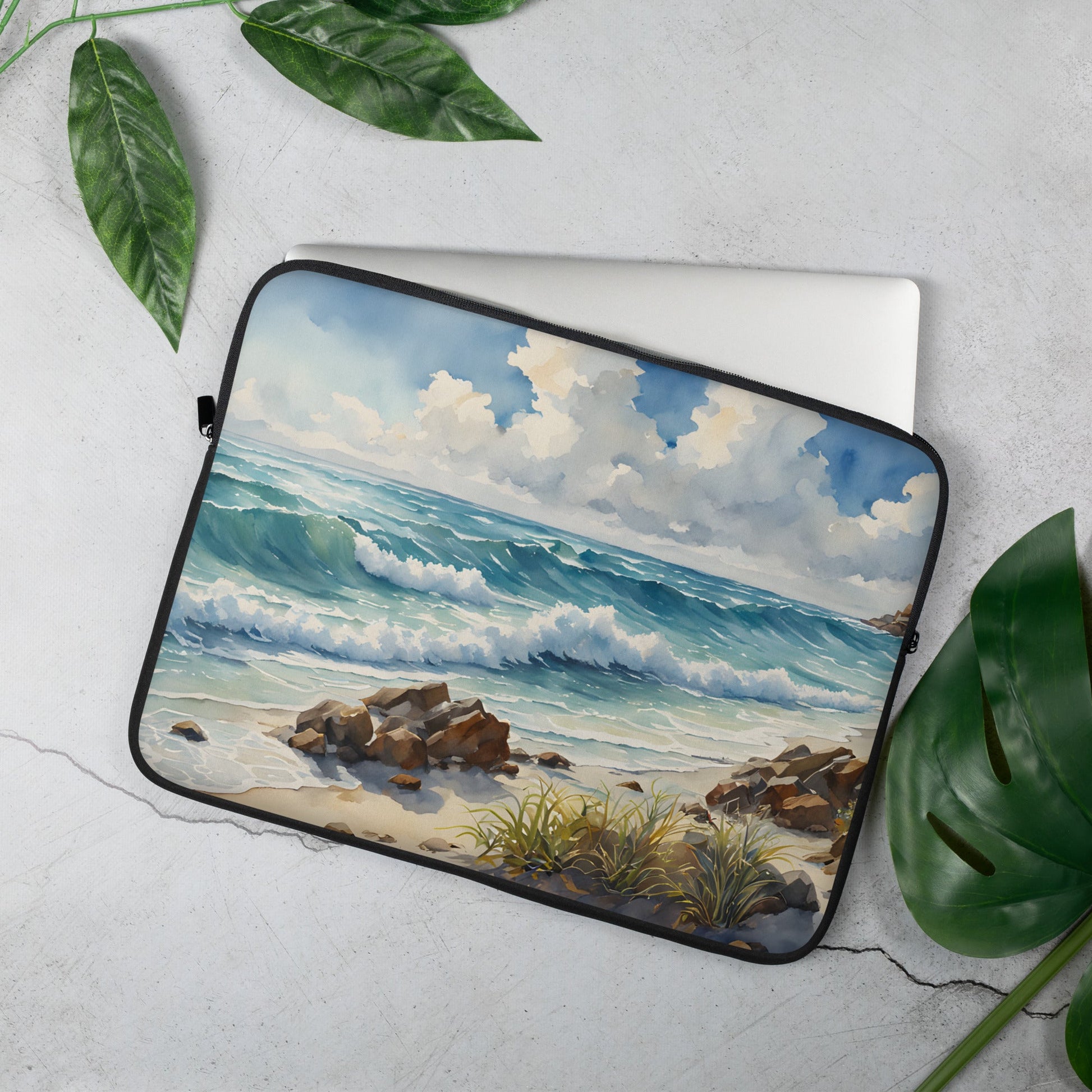 Seashore Watercolor Laptop Sleeve - Laptop Cases - Discovery Co.
