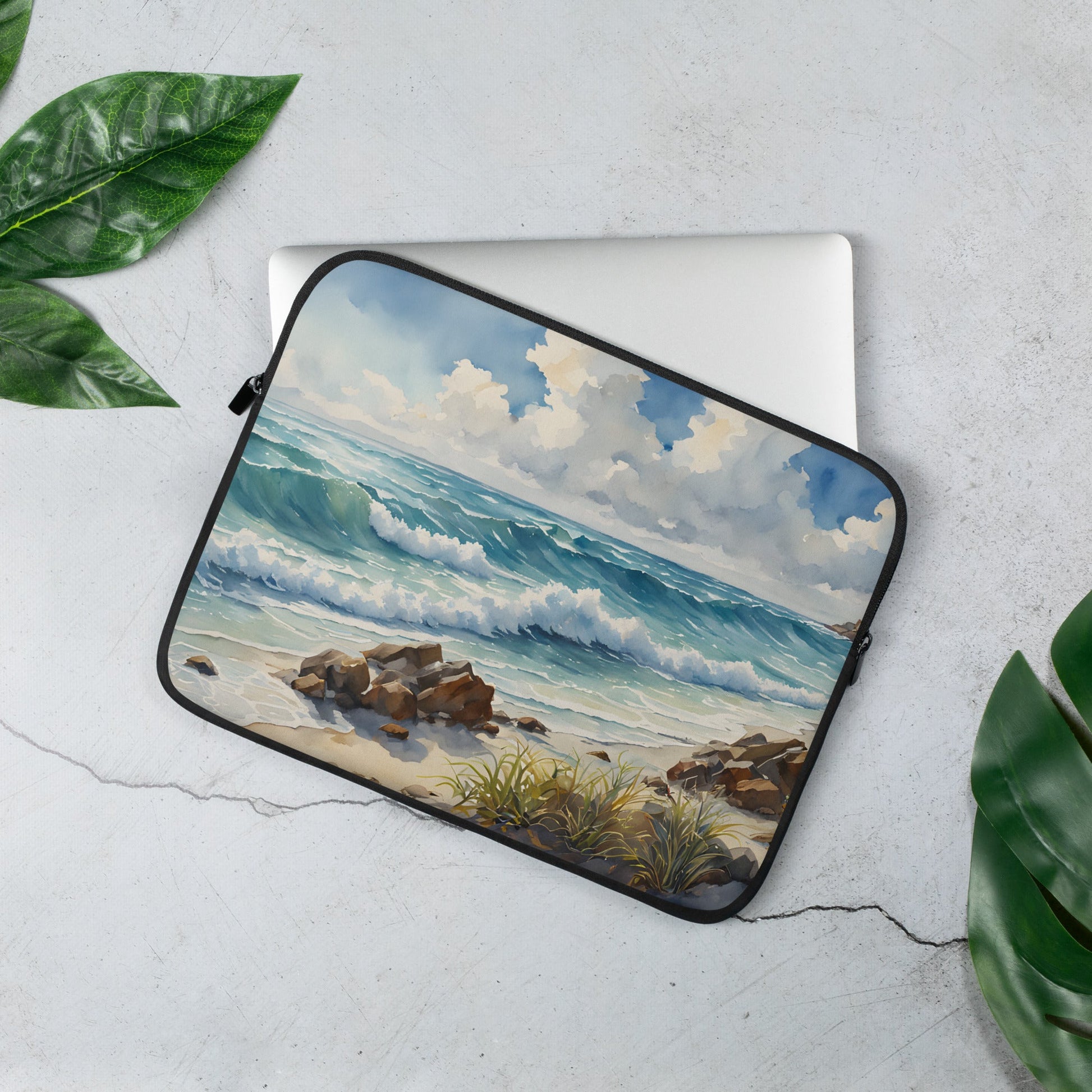 Seashore Watercolor Laptop Sleeve - Laptop Cases - Discovery Co.