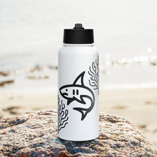 Shark II Stainless Steel Water Bottle With Straw Lid - Stainless Steel Water Bottle With Straw Lid - Discovery Co.