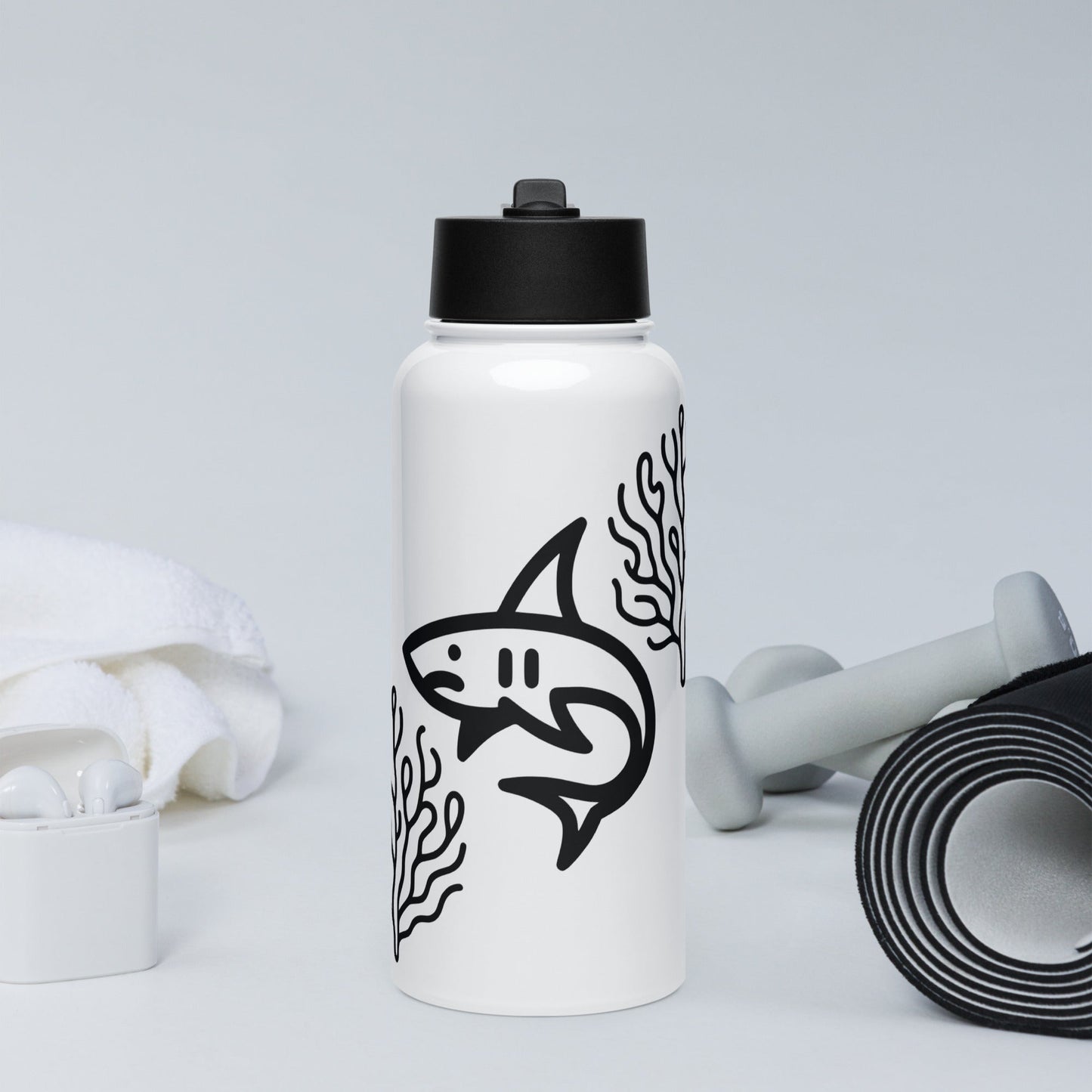Shark II Stainless Steel Water Bottle With Straw Lid - Stainless Steel Water Bottle With Straw Lid - Discovery Co.