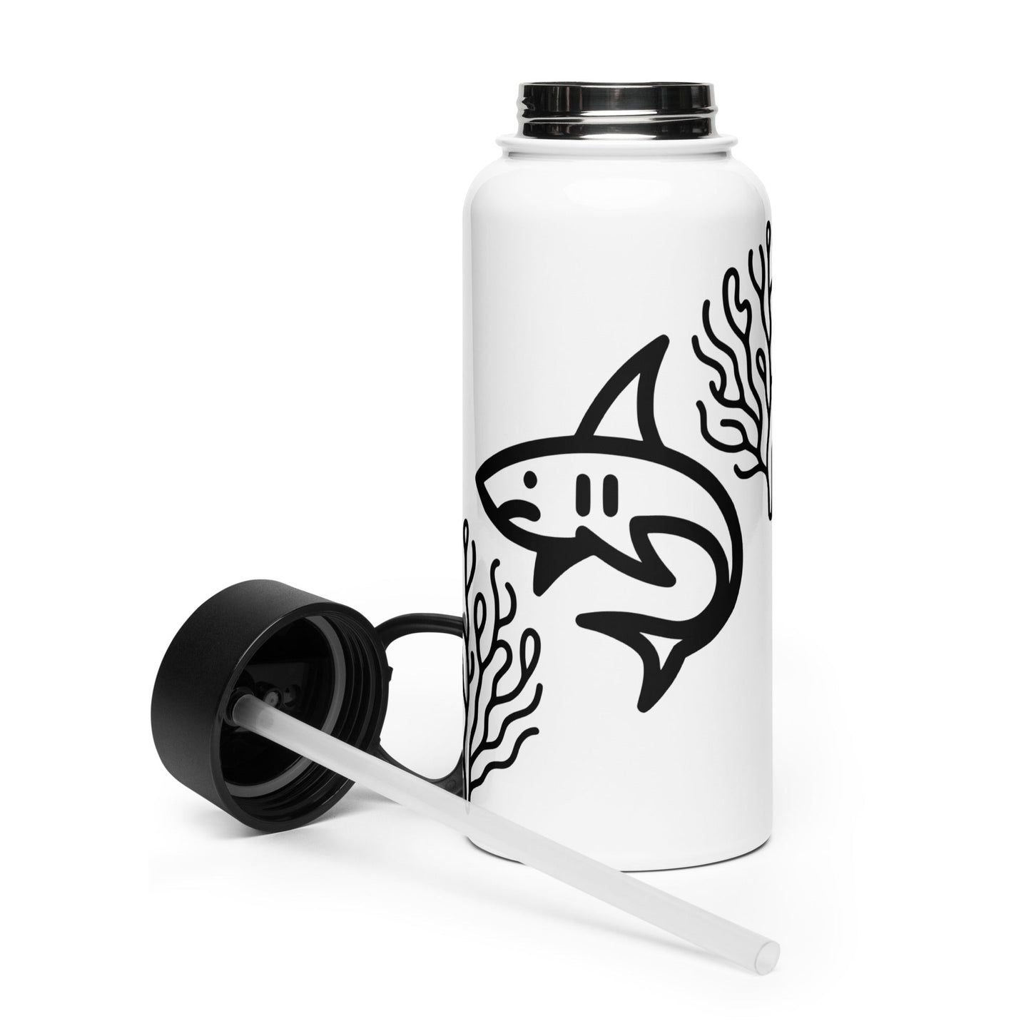 Shark II Stainless Steel Water Bottle With Straw Lid - Stainless Steel Water Bottle With Straw Lid - Discovery Co.