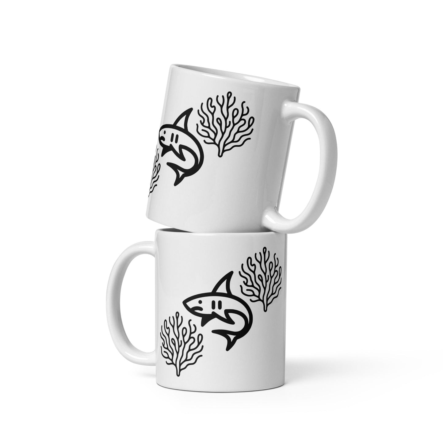 Shark II White Glossy Mug (11 oz, 15 oz, 20 oz) - Mugs - Discovery Co.
