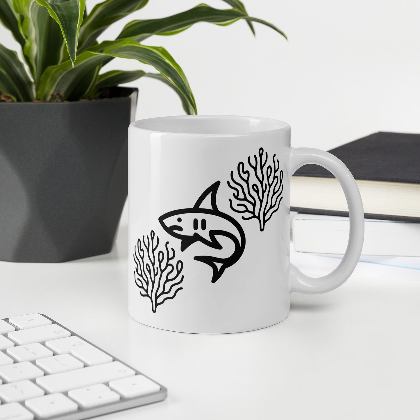 Shark II White Glossy Mug (11 oz, 15 oz, 20 oz) - Mugs - Discovery Co.