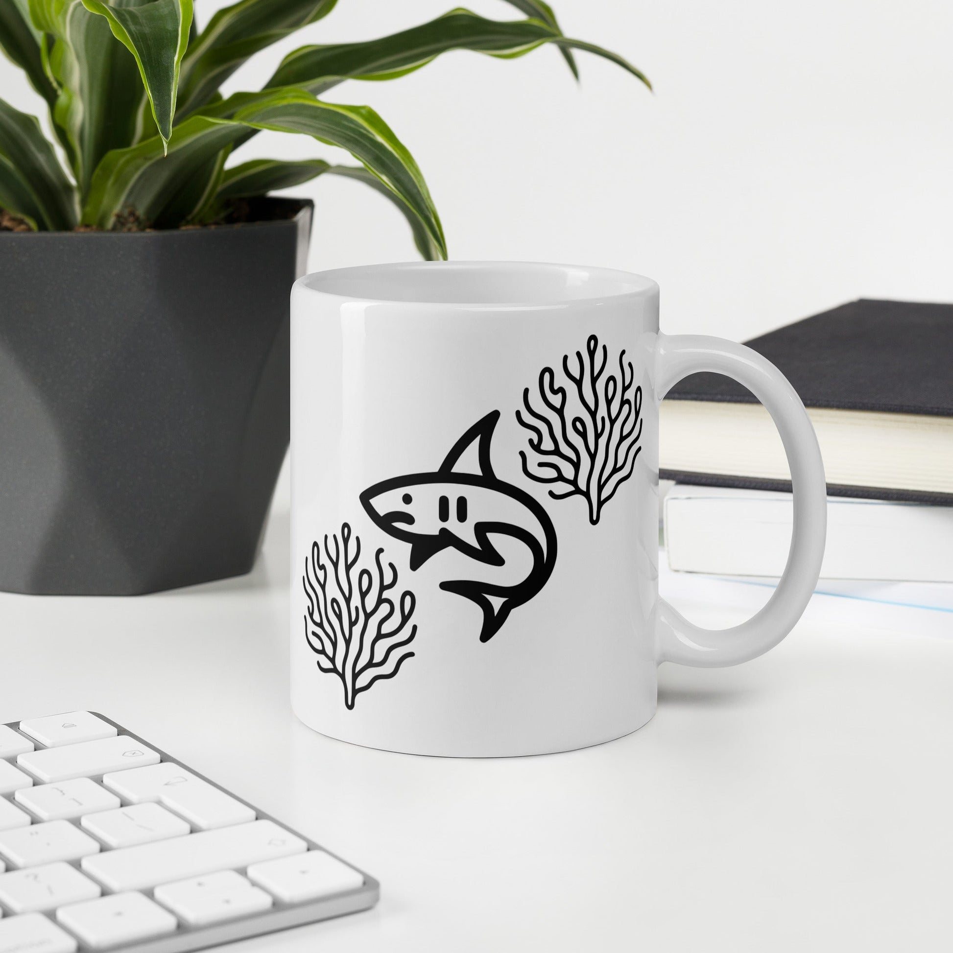 Shark II White Glossy Mug (11 oz, 15 oz, 20 oz) - Mugs - Discovery Co.