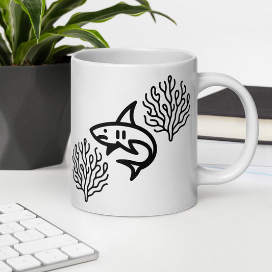 Shark II White Glossy Mug (11 oz, 15 oz, 20 oz) - Mugs - Discovery Co.