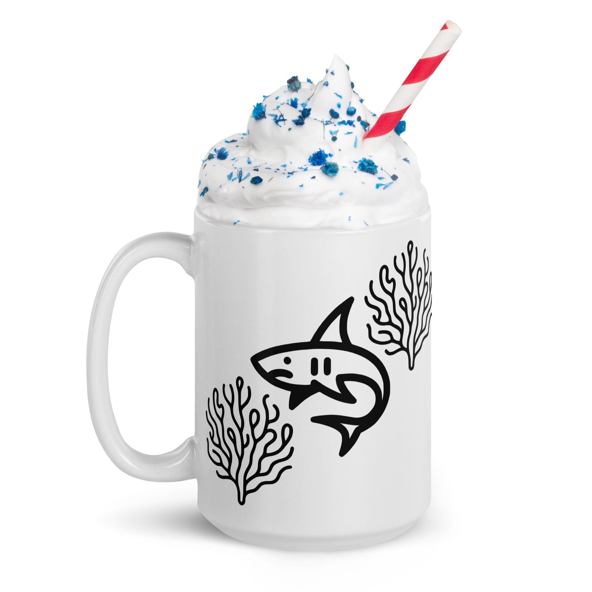 Shark II White Glossy Mug (11 oz, 15 oz, 20 oz) - Mugs - Discovery Co.