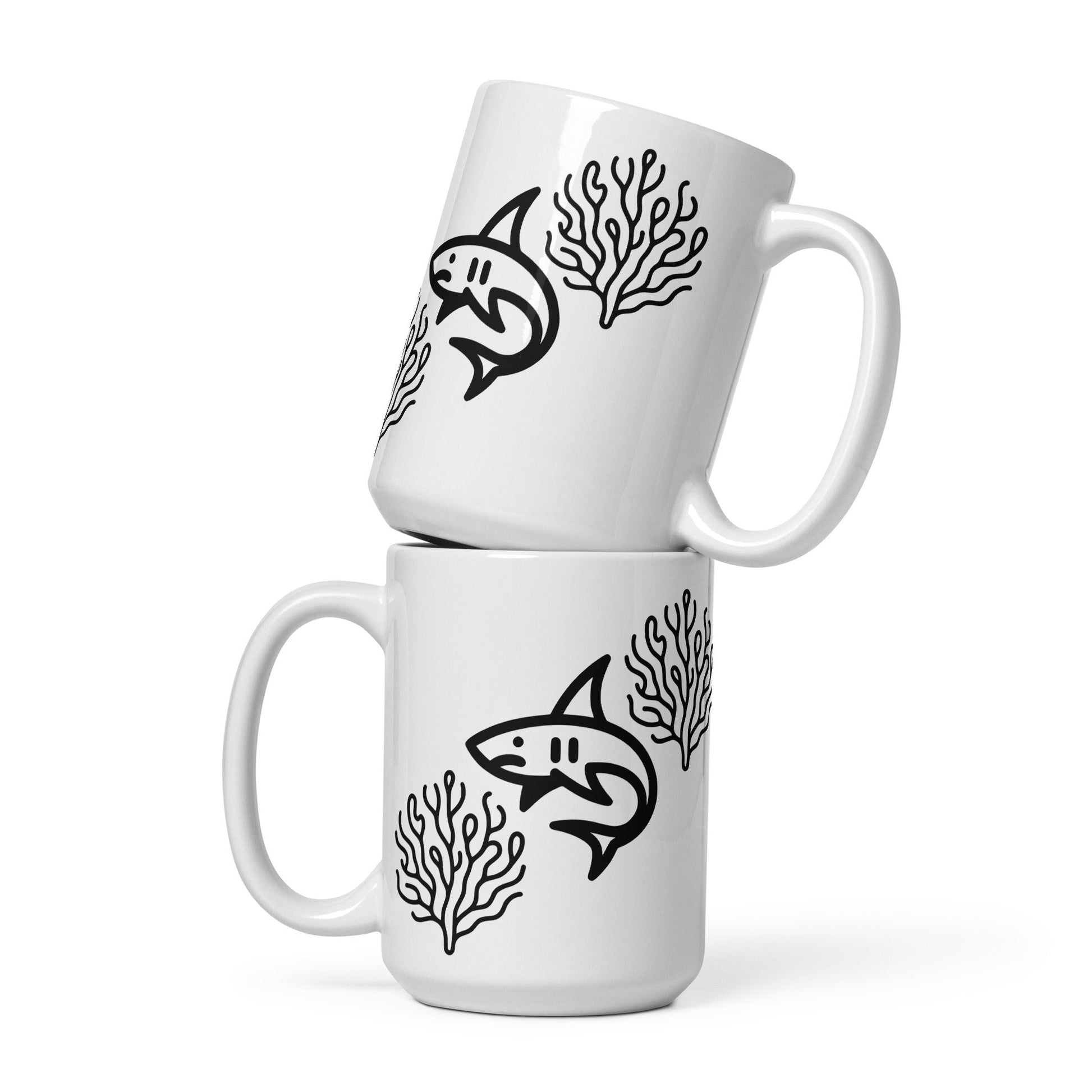 Shark II White Glossy Mug (11 oz, 15 oz, 20 oz) - Mugs - Discovery Co.