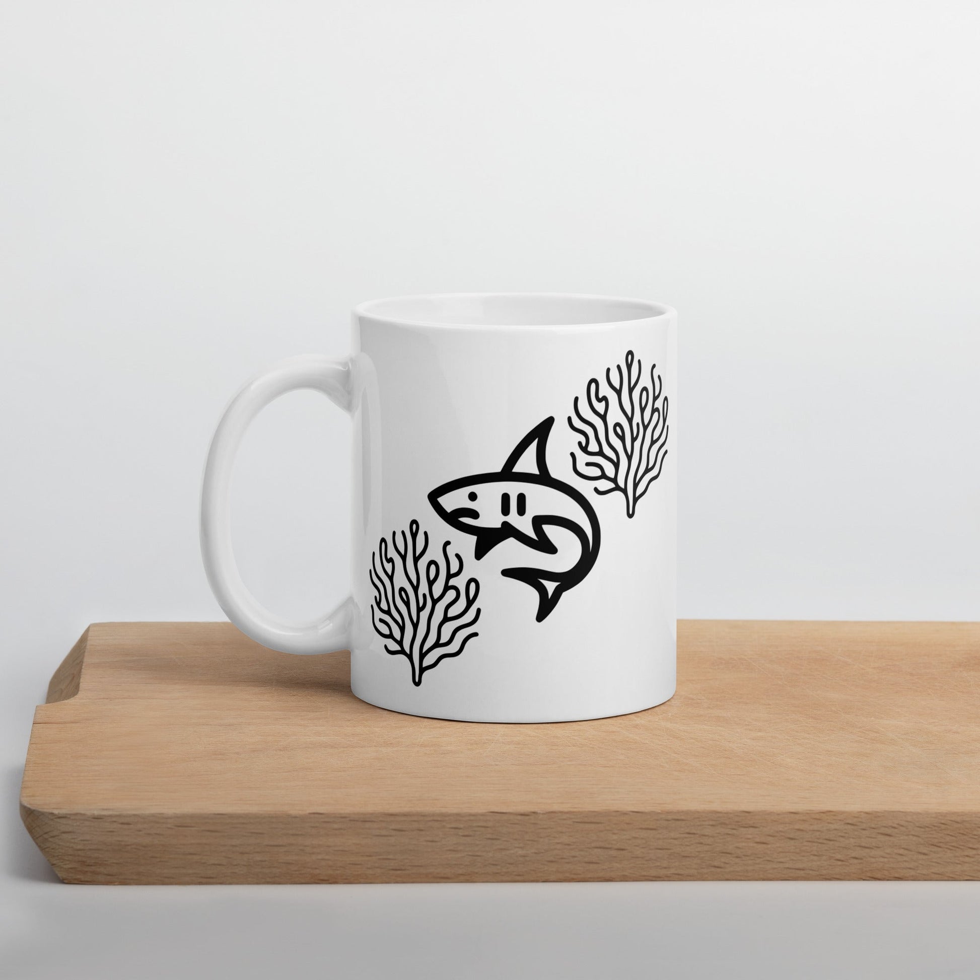 Shark II White Glossy Mug (11 oz, 15 oz, 20 oz) - Mugs - Discovery Co.