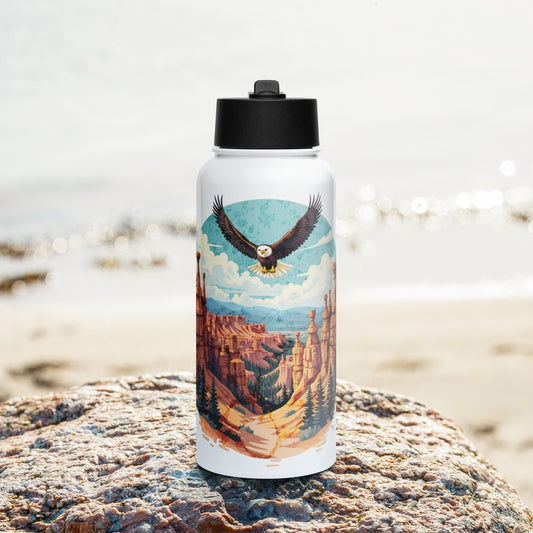 Soaring Eagle Stainless Steel Water Bottle With Straw Lid - Stainless Steel Water Bottle With Straw Lid - Discovery Co.