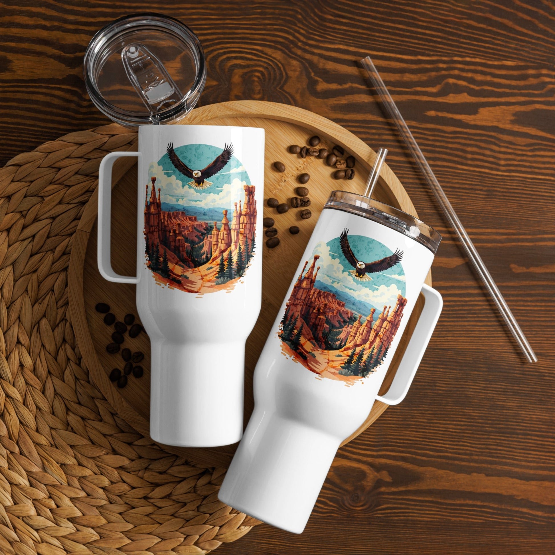 Soaring Eagle Travel Mug With Handle (25 oz and 40 oz) - Travel Mug - Discovery Co.