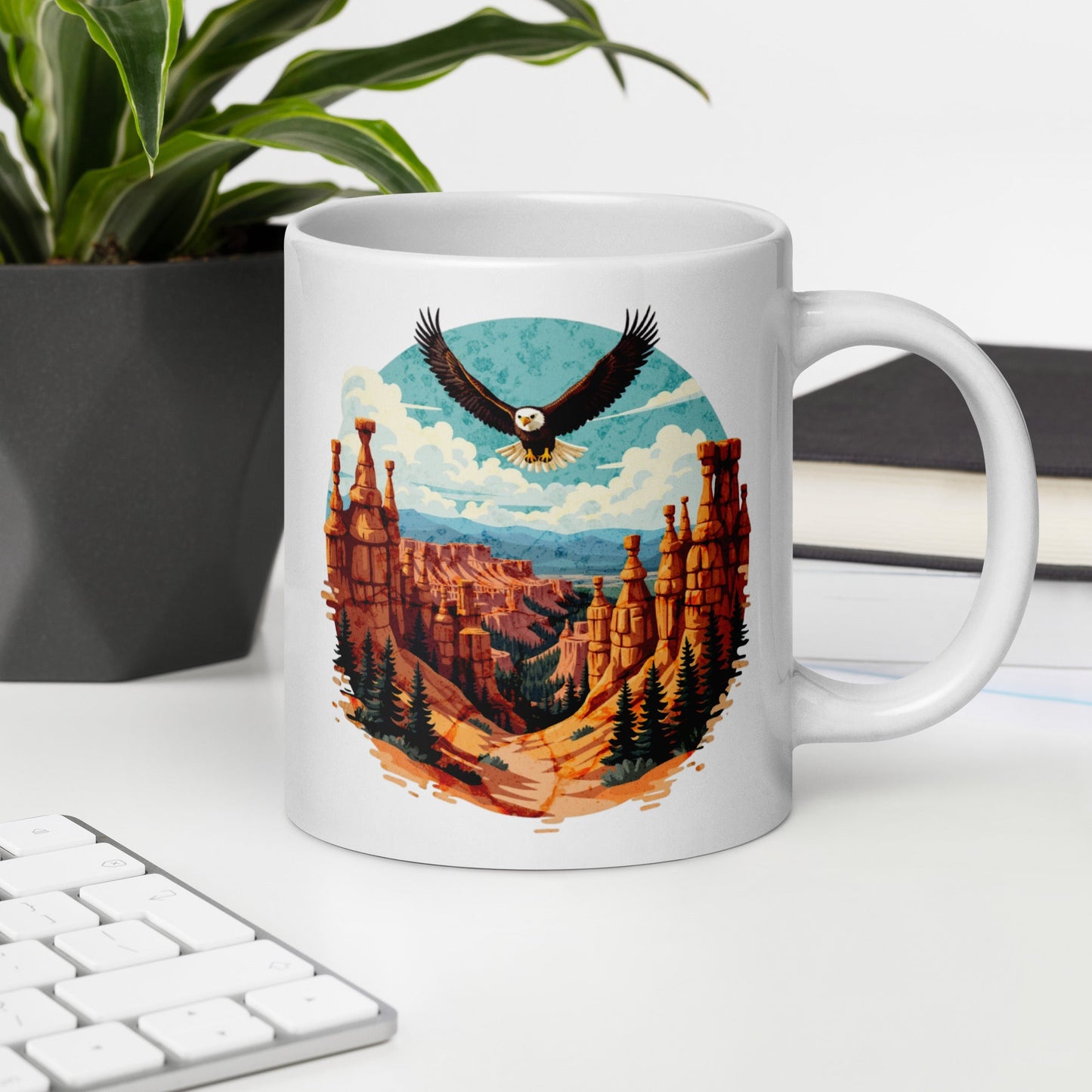 Soaring Eagle White Glossy Mug (11 oz, 15 oz, 20 oz) - Mugs - Discovery Co.