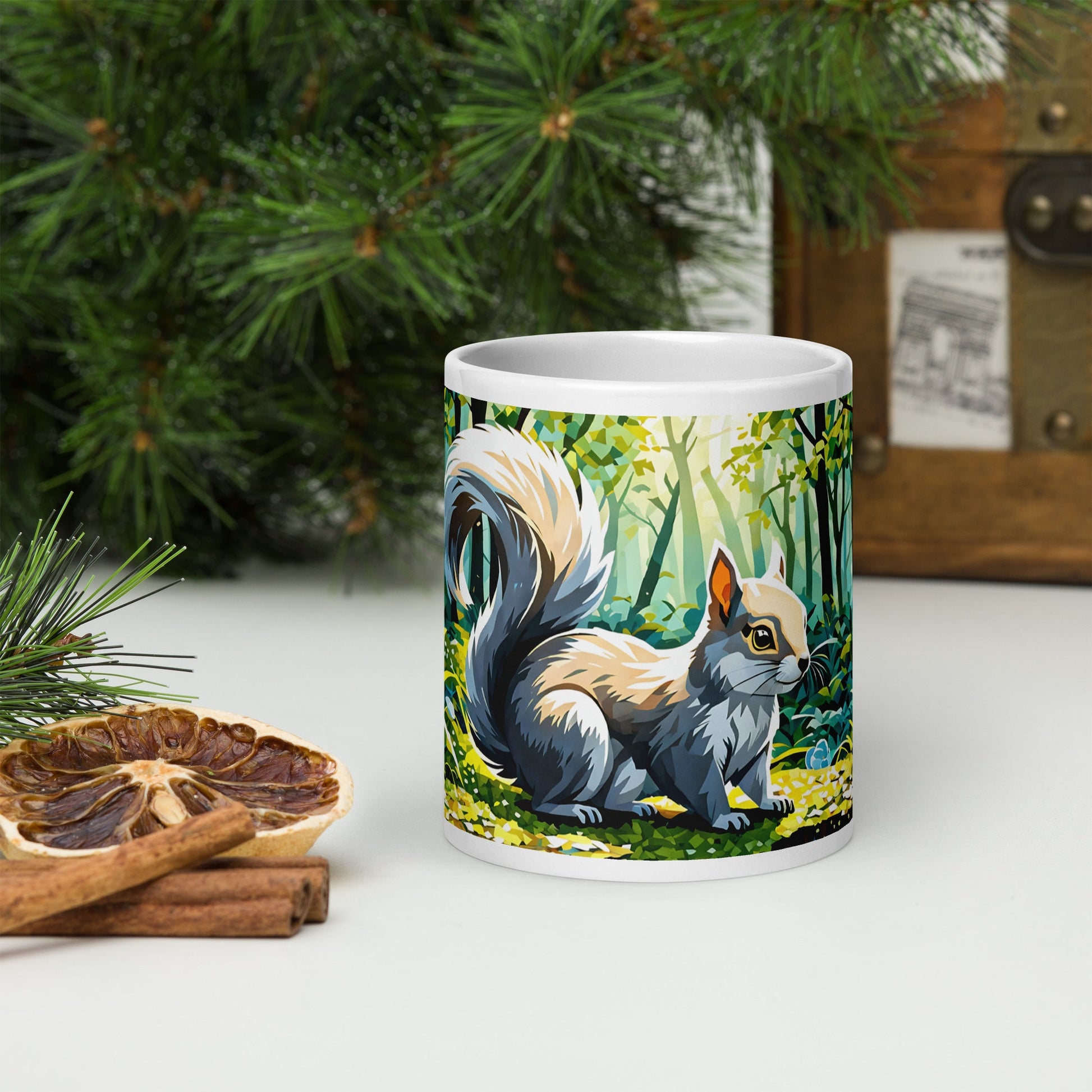 Squirrel II White Glossy Mug (11 oz, 15 oz, 20 oz) - Mugs - Discovery Co.