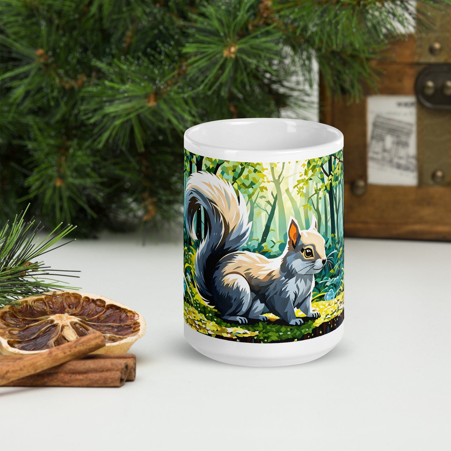 Squirrel II White Glossy Mug (11 oz, 15 oz, 20 oz) - Mugs - Discovery Co.