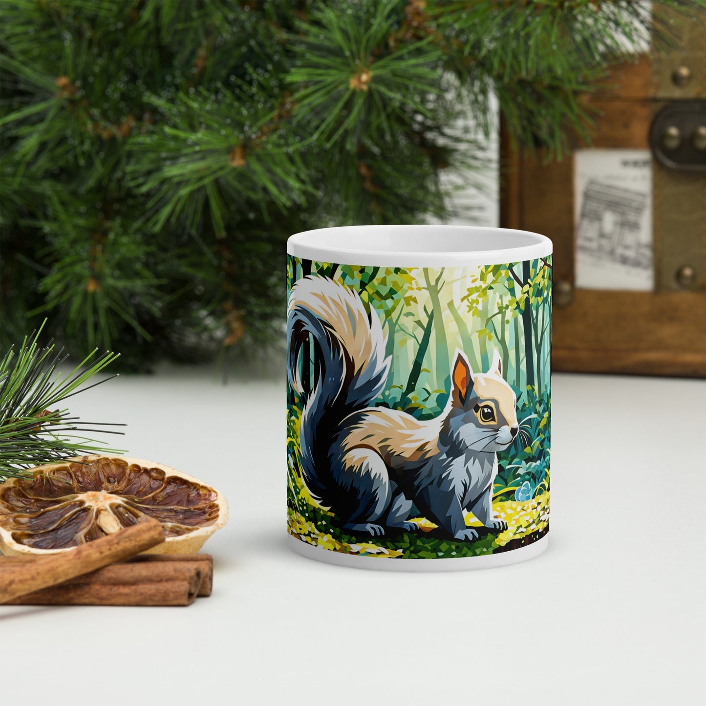 Squirrel II White Glossy Mug (11 oz, 15 oz, 20 oz) - Mugs - Discovery Co.