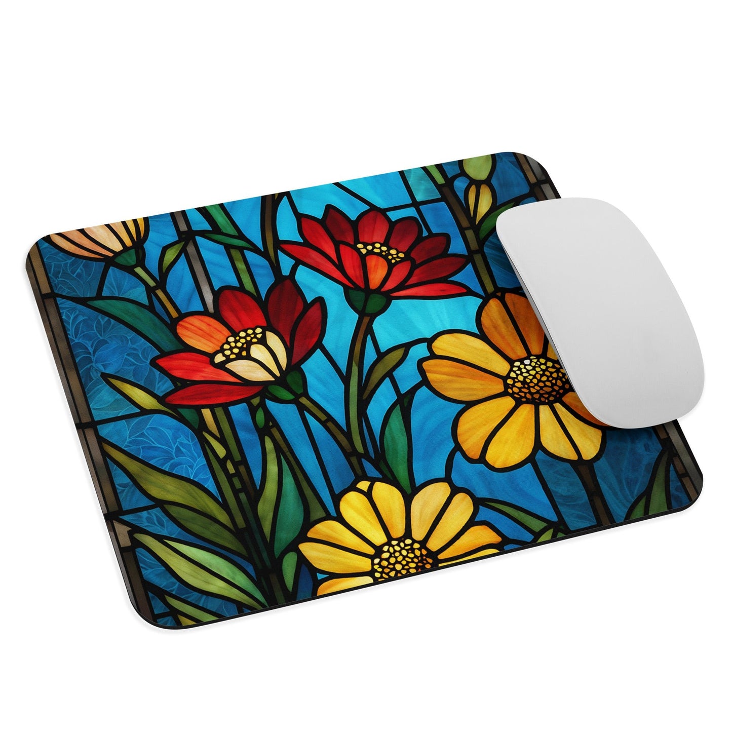 Stained Glass Flowers Mouse Pad - Mouse Pads - Discovery Co.