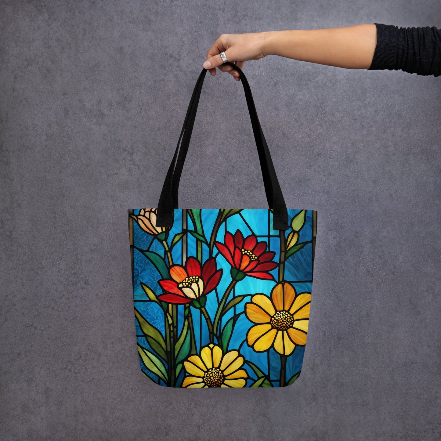 Stained Glass Flowers Tote Bag - Tote Bags - Discovery Co.