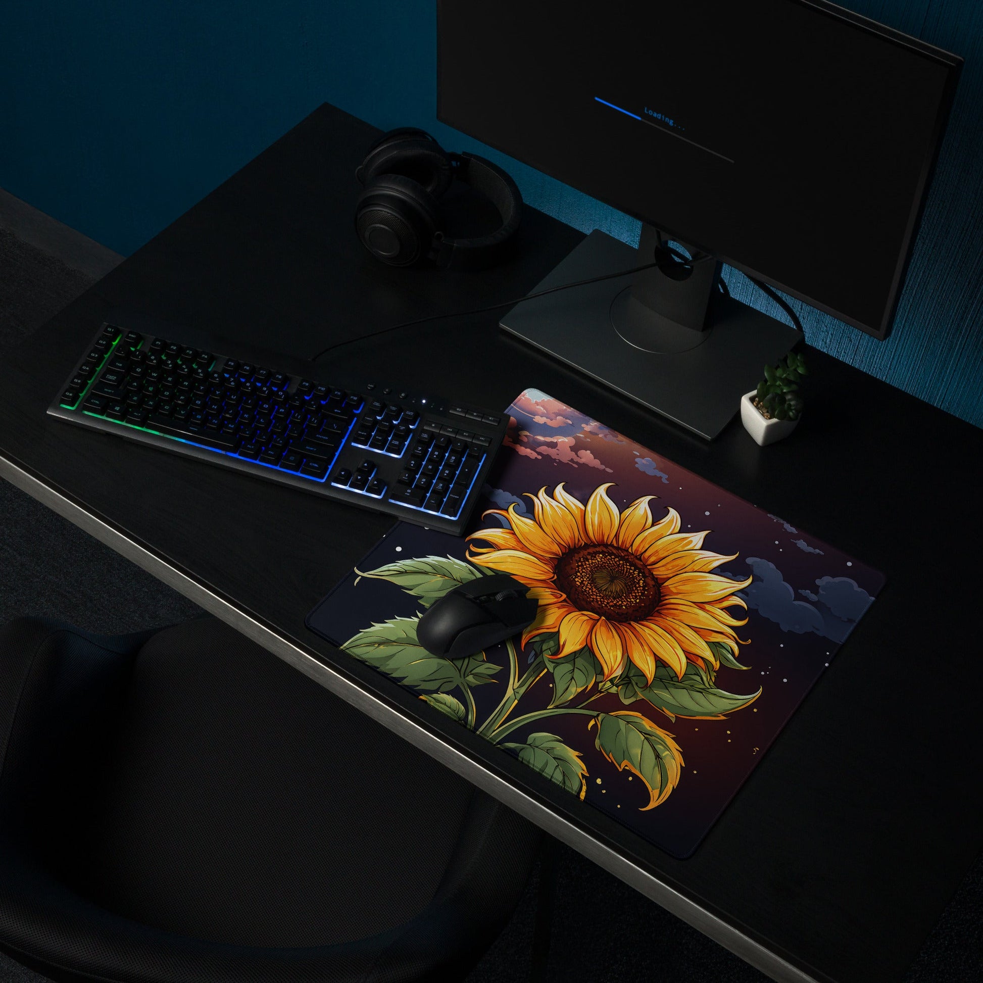 Sunflower At Night Gaming Mouse Pad - Mouse Pads - Discovery Co.