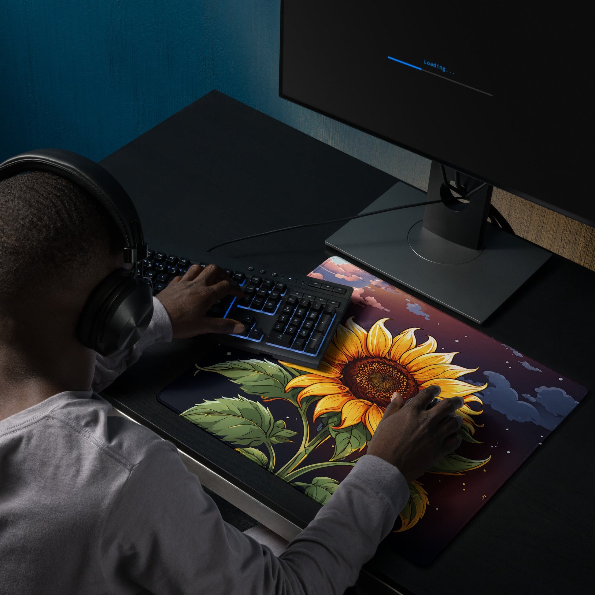 Sunflower At Night Gaming Mouse Pad - Mouse Pads - Discovery Co.