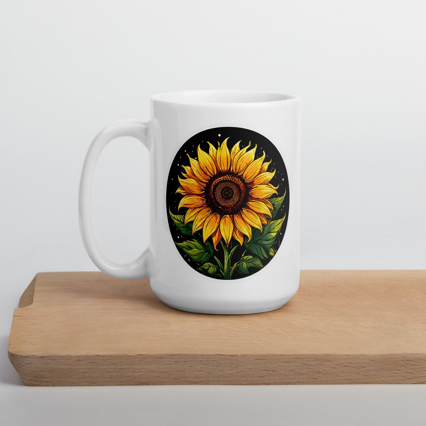 Sunflower White Glossy Mug (11 oz, 15 oz, 20 oz) - Mugs - Discovery Co.