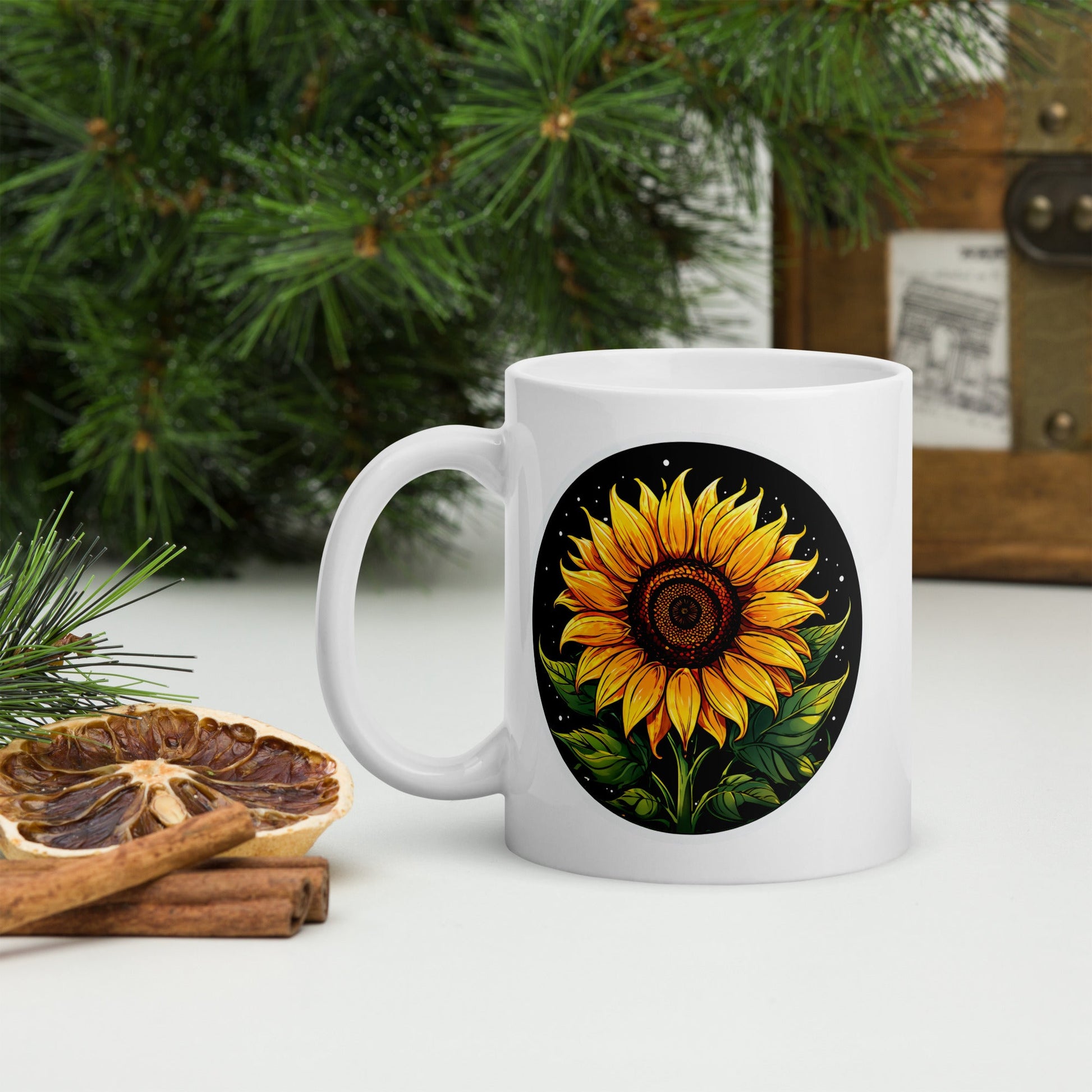 Sunflower White Glossy Mug (11 oz, 15 oz, 20 oz) - Mugs - Discovery Co.