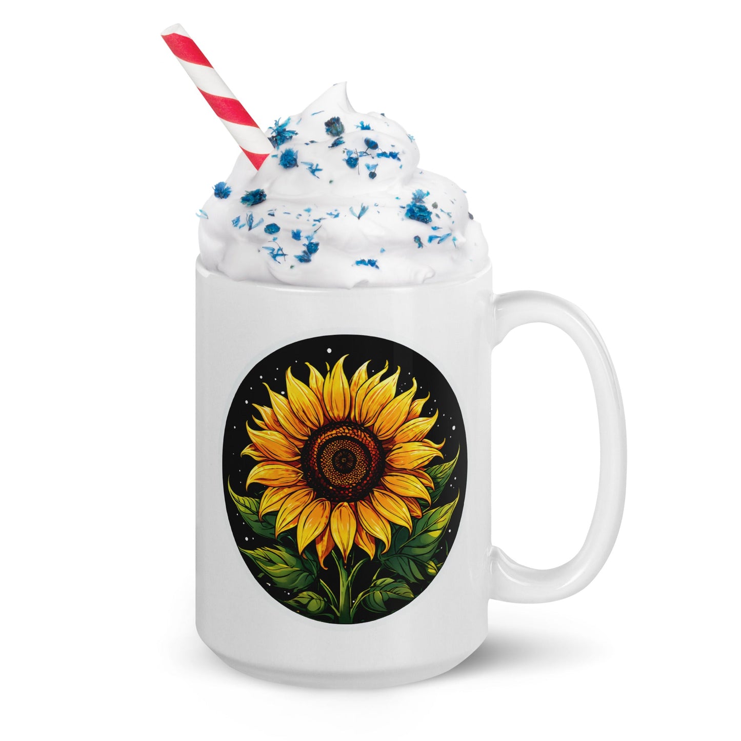 Sunflower White Glossy Mug (11 oz, 15 oz, 20 oz) - Mugs - Discovery Co.