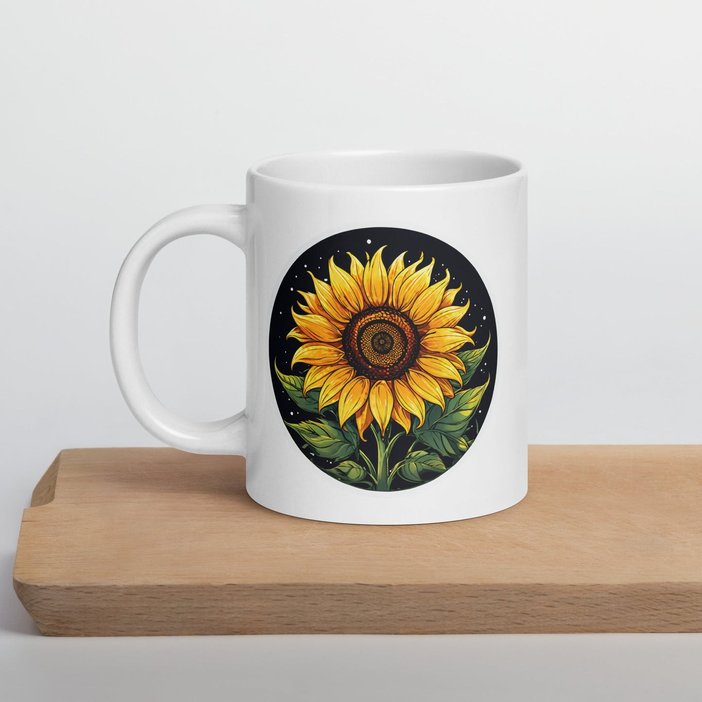 Sunflower White Glossy Mug (11 oz, 15 oz, 20 oz) - Mugs - Discovery Co.