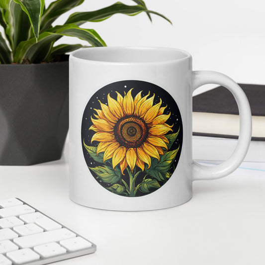 Sunflower White Glossy Mug (11 oz, 15 oz, 20 oz) - Mugs - Discovery Co.