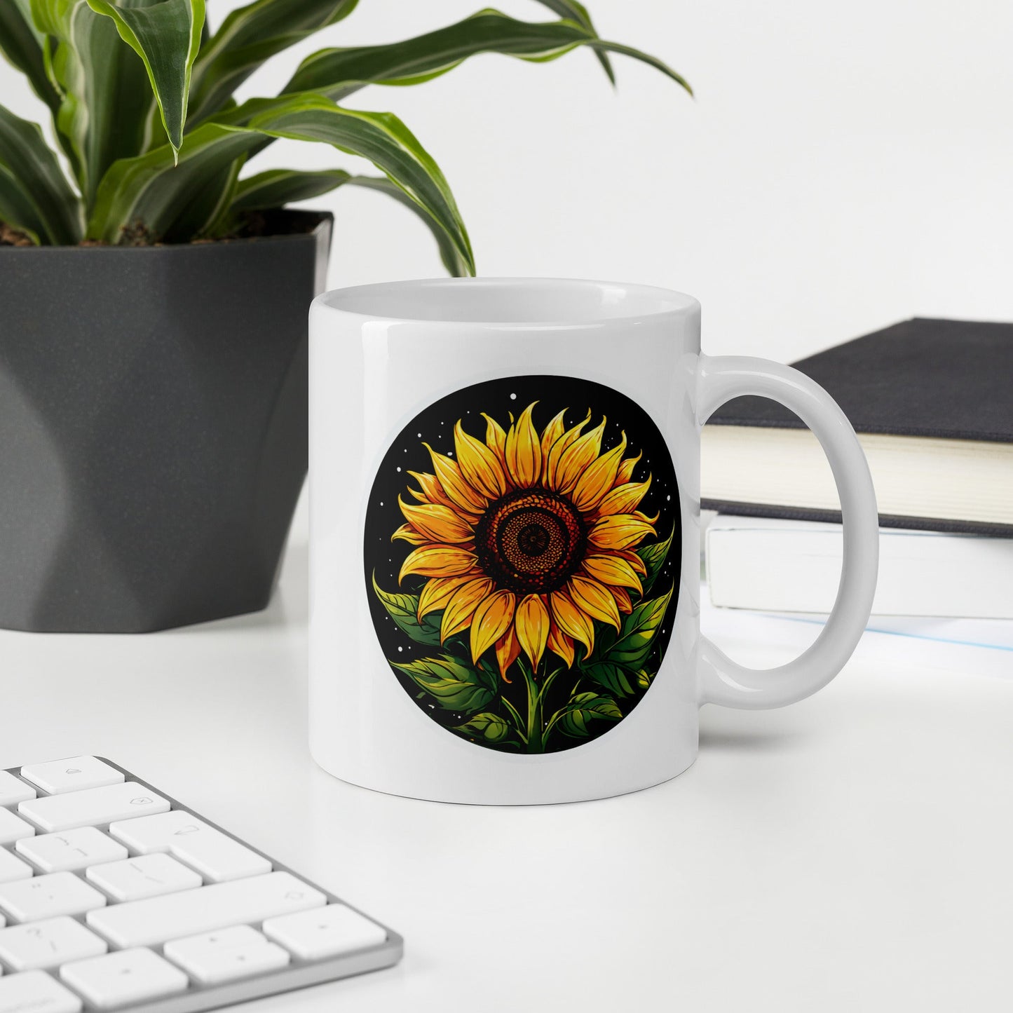 Sunflower White Glossy Mug (11 oz, 15 oz, 20 oz) - Mugs - Discovery Co.