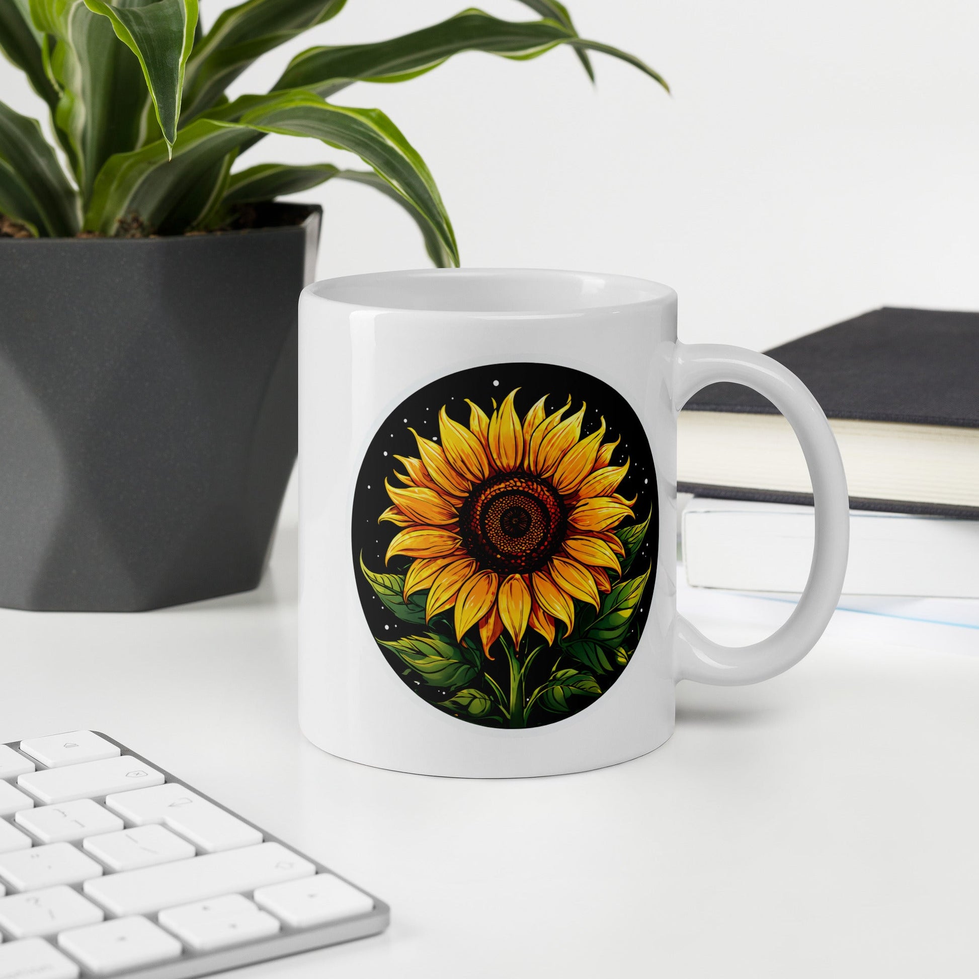 Sunflower White Glossy Mug (11 oz, 15 oz, 20 oz) - Mugs - Discovery Co.