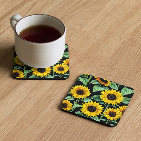 Sunflowers Cork - back Coaster - Coasters - Discovery Co.