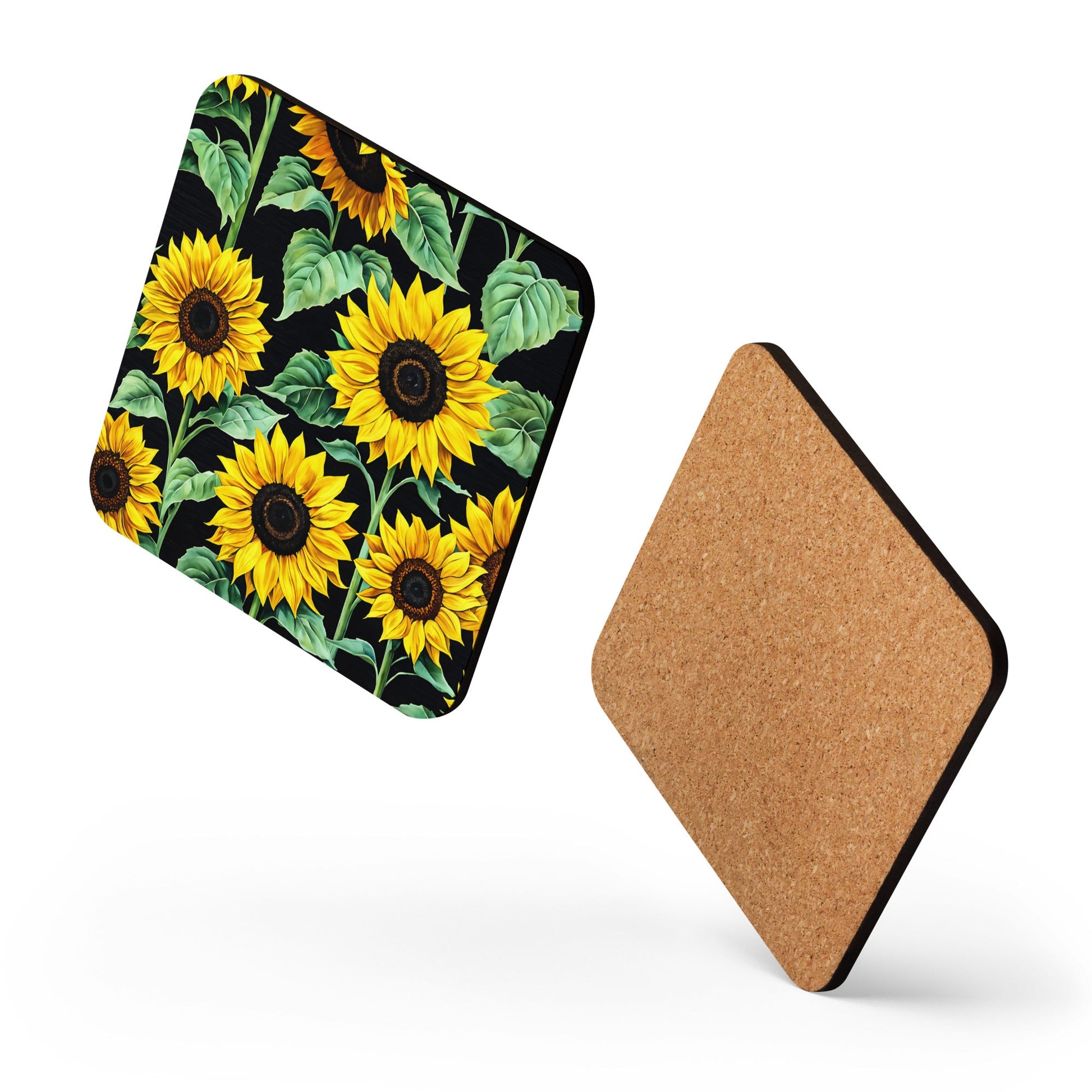 Sunflowers Cork - back Coaster - Coasters - Discovery Co.