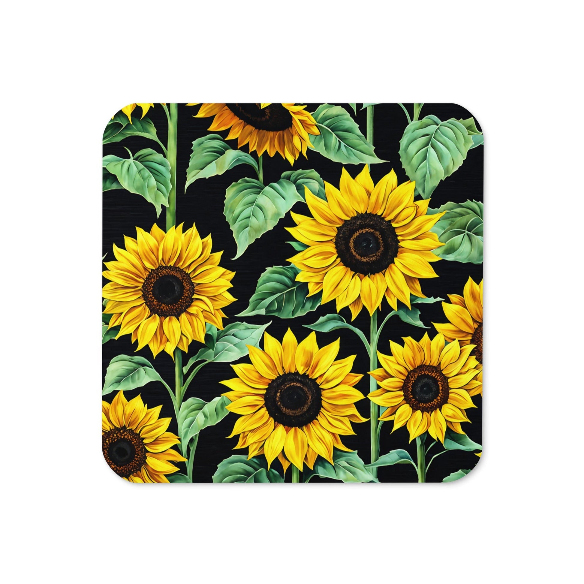 Sunflowers Cork - back Coaster - Coasters - Discovery Co.