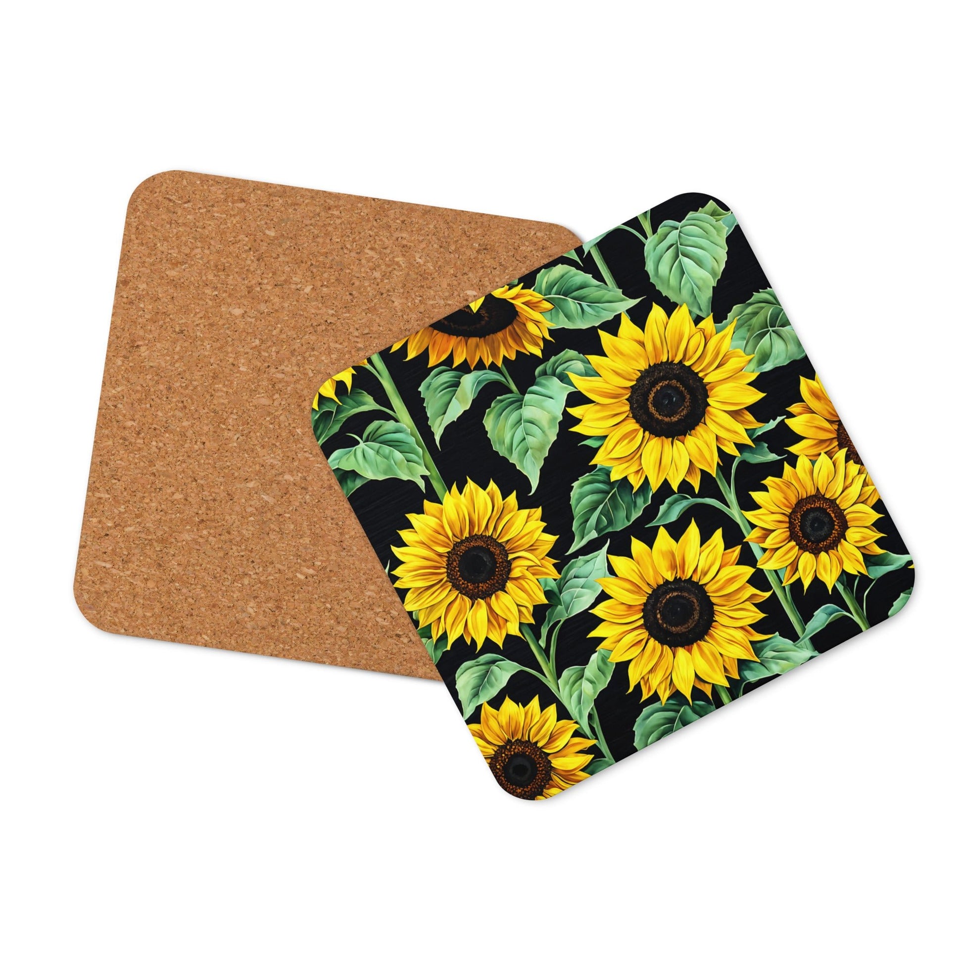 Sunflowers Cork - back Coaster - Coasters - Discovery Co.