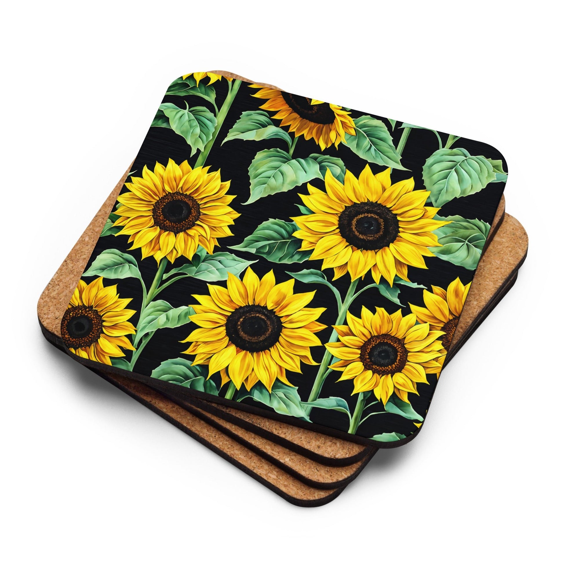Sunflowers Cork - back Coaster - Coasters - Discovery Co.