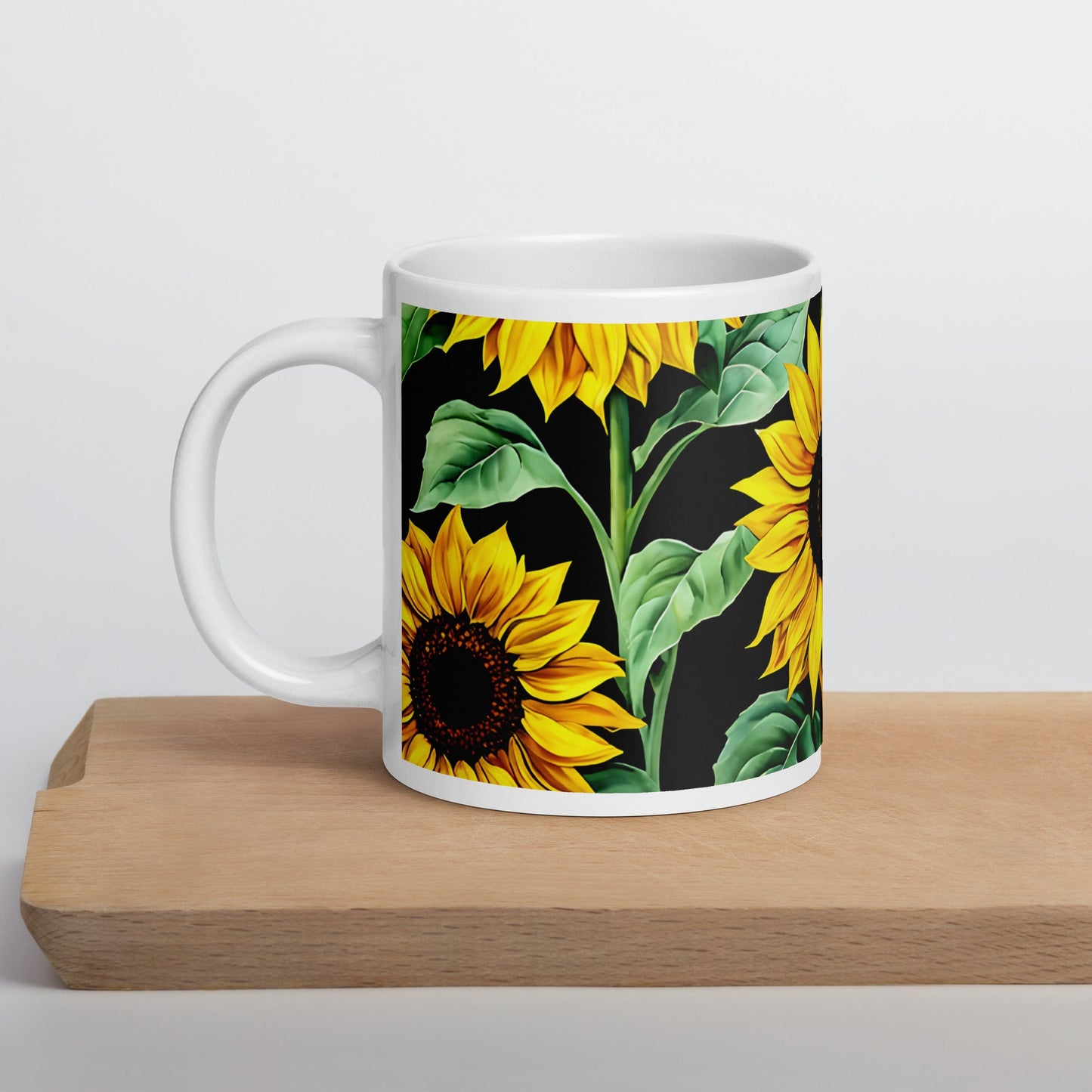 Sunflowers White Glossy Mug (11 oz, 15 oz, 20 oz) - Mugs - Discovery Co.