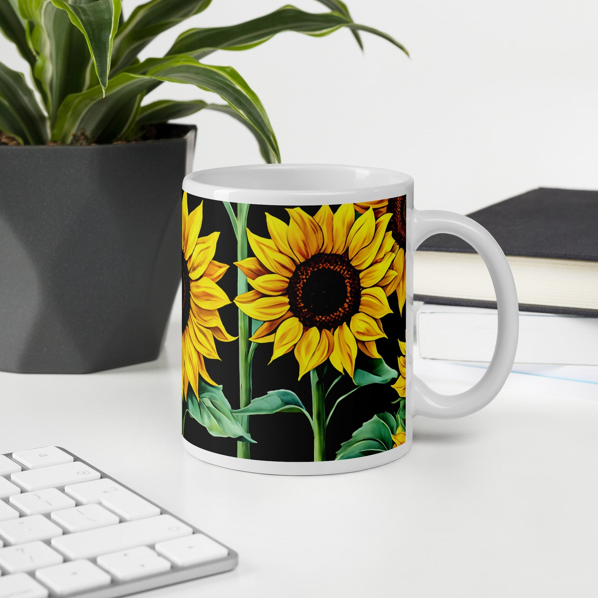 Sunflowers White Glossy Mug (11 oz, 15 oz, 20 oz) - Mugs - Discovery Co.