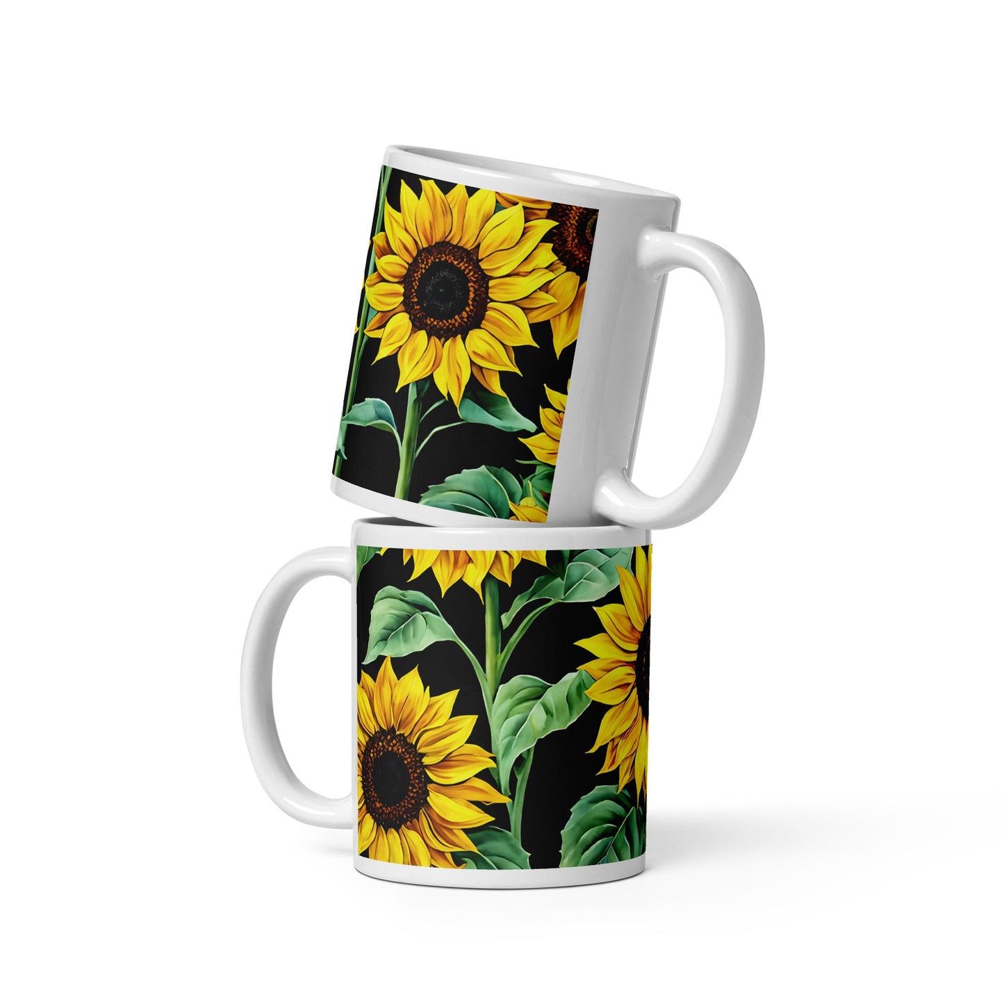 Sunflowers White Glossy Mug (11 oz, 15 oz, 20 oz) - Mugs - Discovery Co.