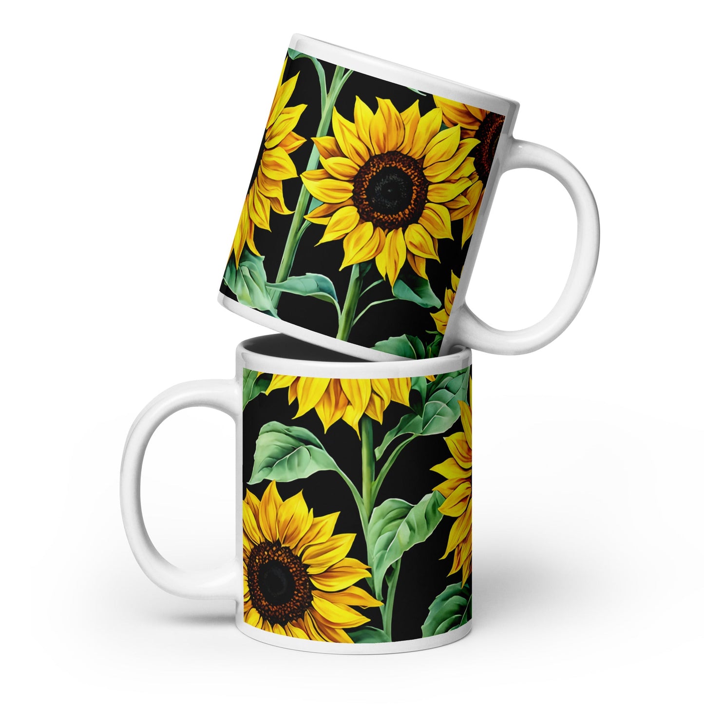 Sunflowers White Glossy Mug (11 oz, 15 oz, 20 oz) - Mugs - Discovery Co.