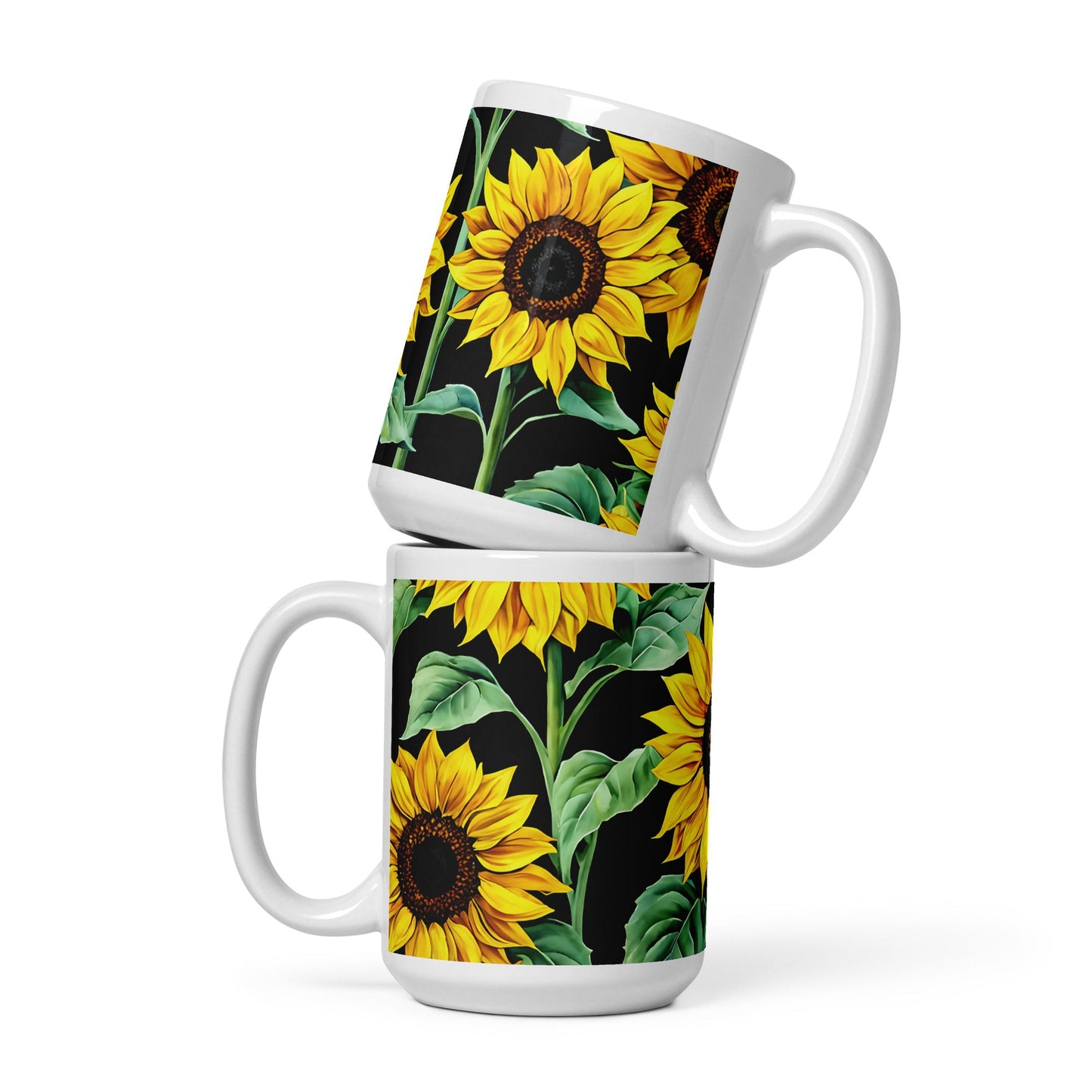 Sunflowers White Glossy Mug (11 oz, 15 oz, 20 oz) - Mugs - Discovery Co.