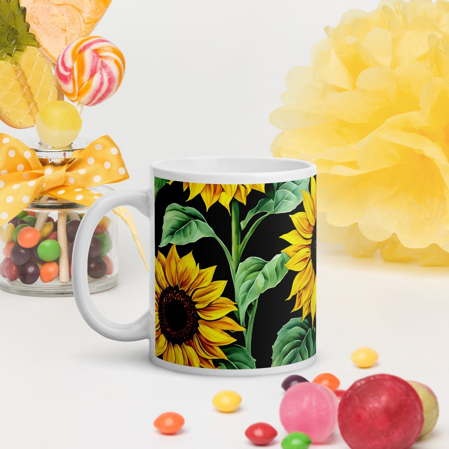 Sunflowers White Glossy Mug (11 oz, 15 oz, 20 oz) - Mugs - Discovery Co.