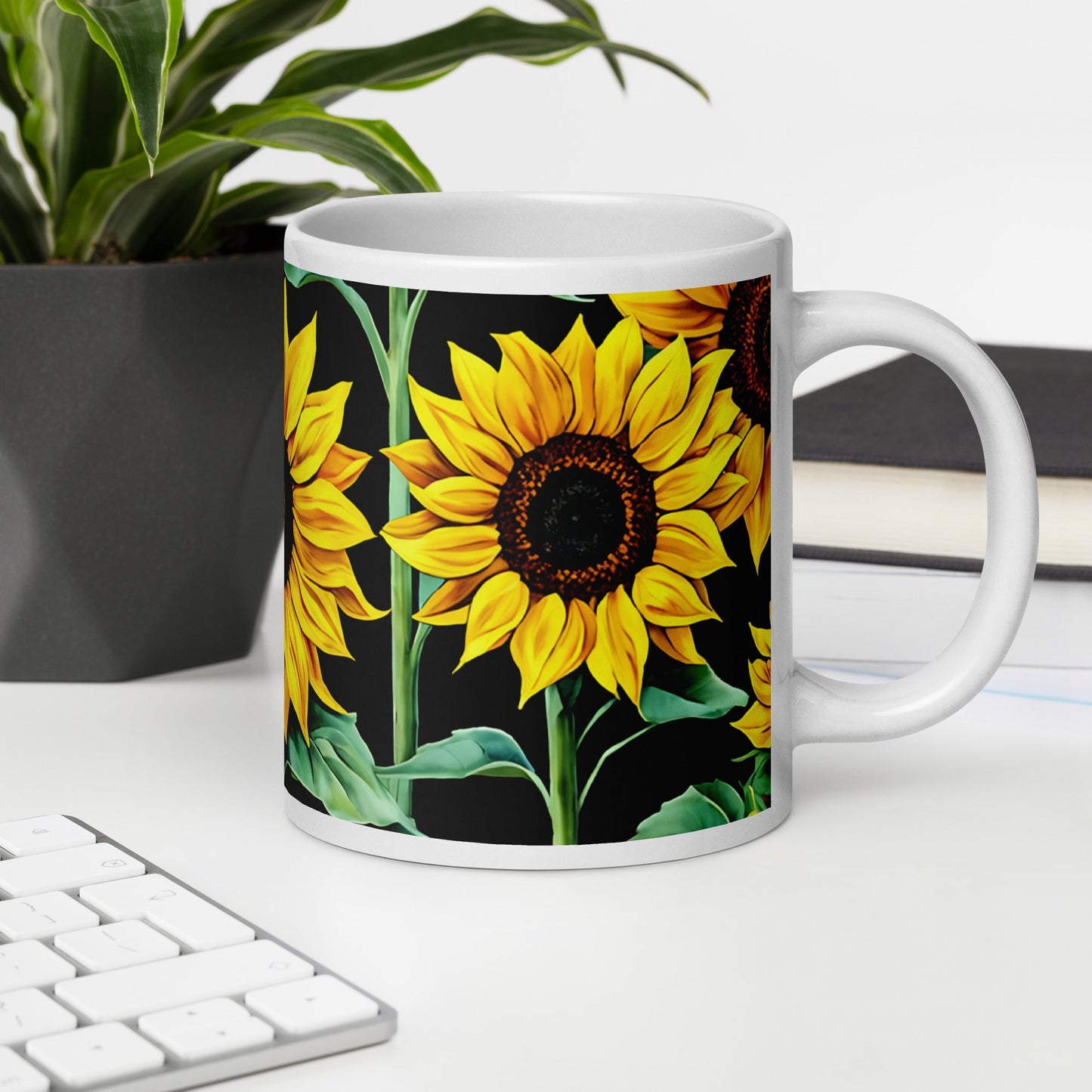 Sunflowers White Glossy Mug (11 oz, 15 oz, 20 oz) - Mugs - Discovery Co.