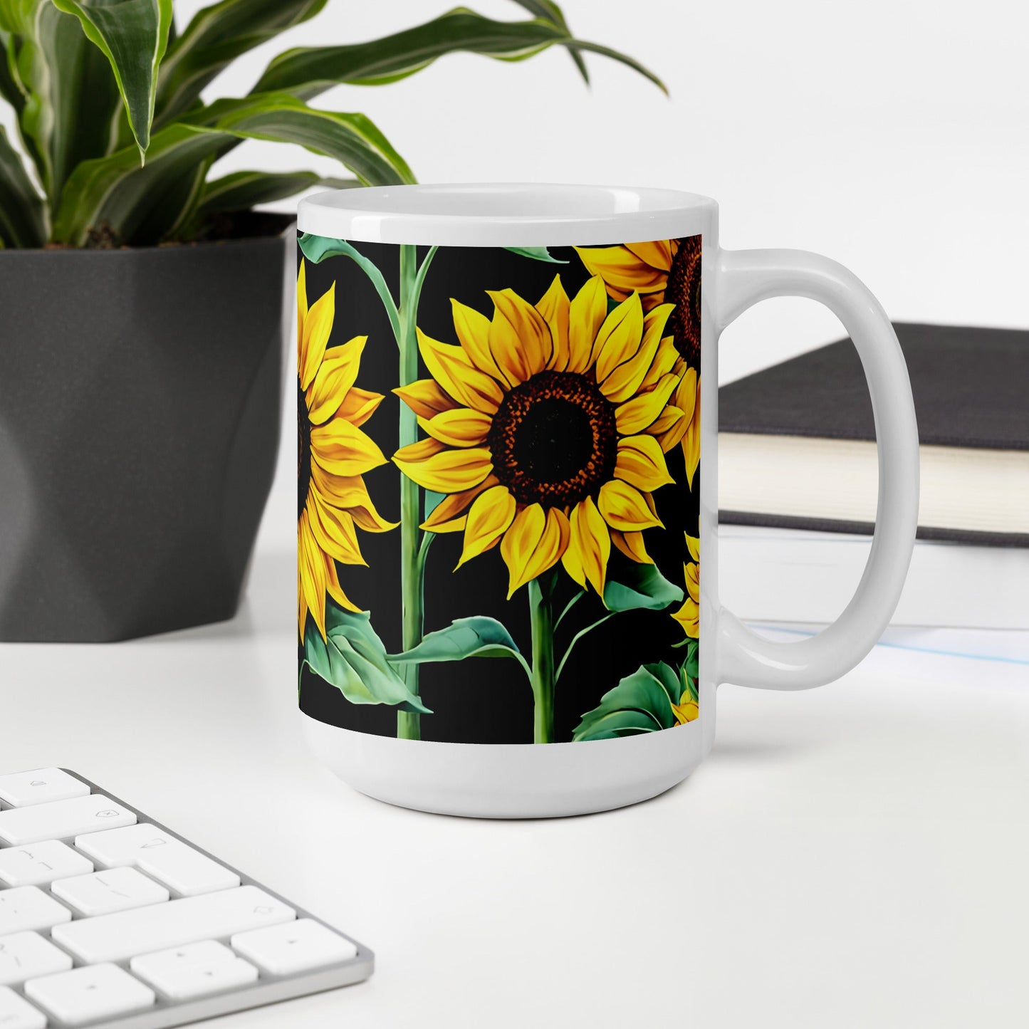 Sunflowers White Glossy Mug (11 oz, 15 oz, 20 oz) - Mugs - Discovery Co.