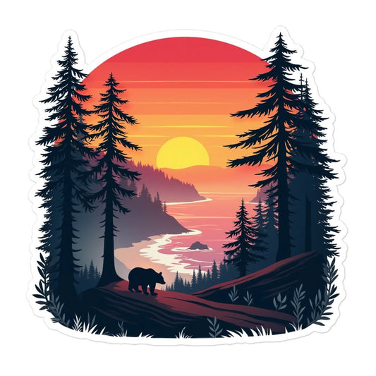 Sunset Bear Bubble - Free Stickers - Stickers - Discovery Co.